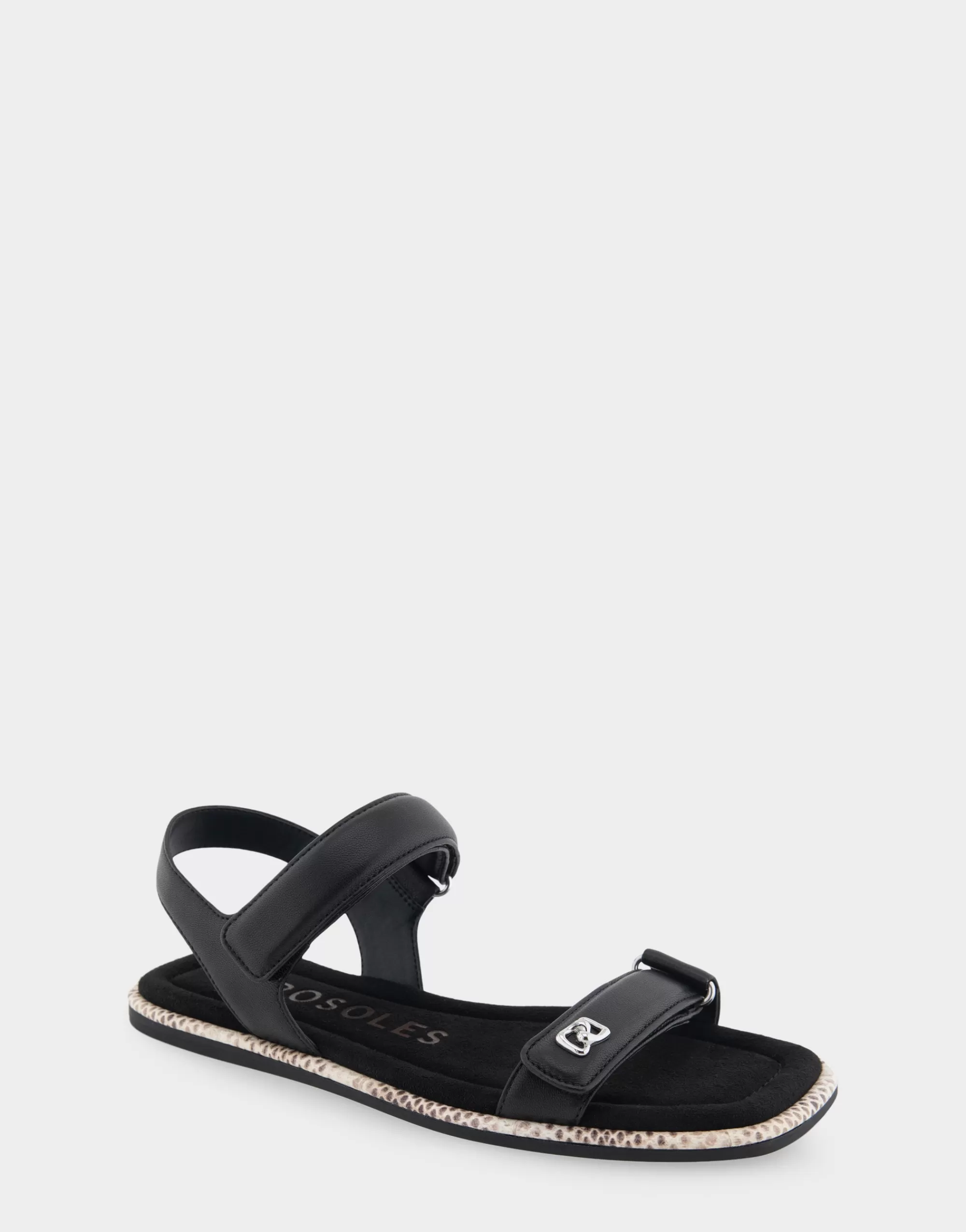 Aerosoles Flats*Comfortable Women's Adjustable Quarter Strap Sandal in Black Leather