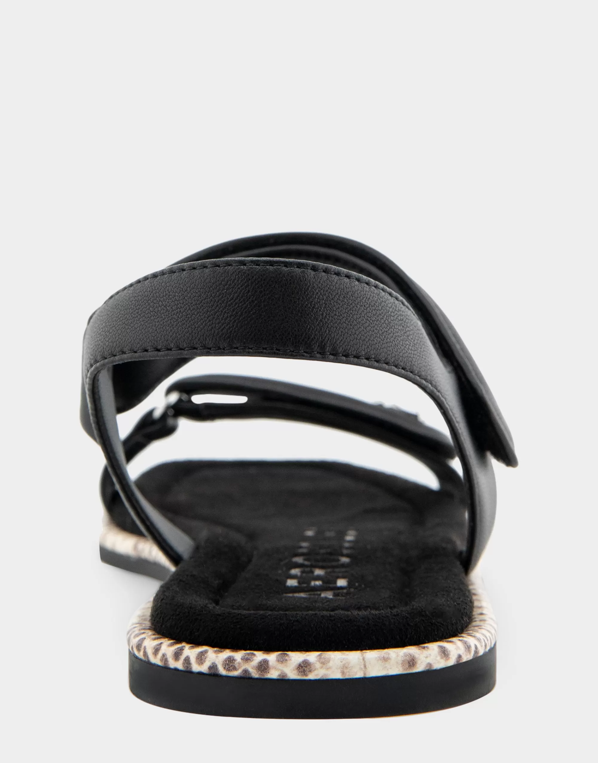 Aerosoles Flats*Comfortable Women's Adjustable Quarter Strap Sandal in Black Leather