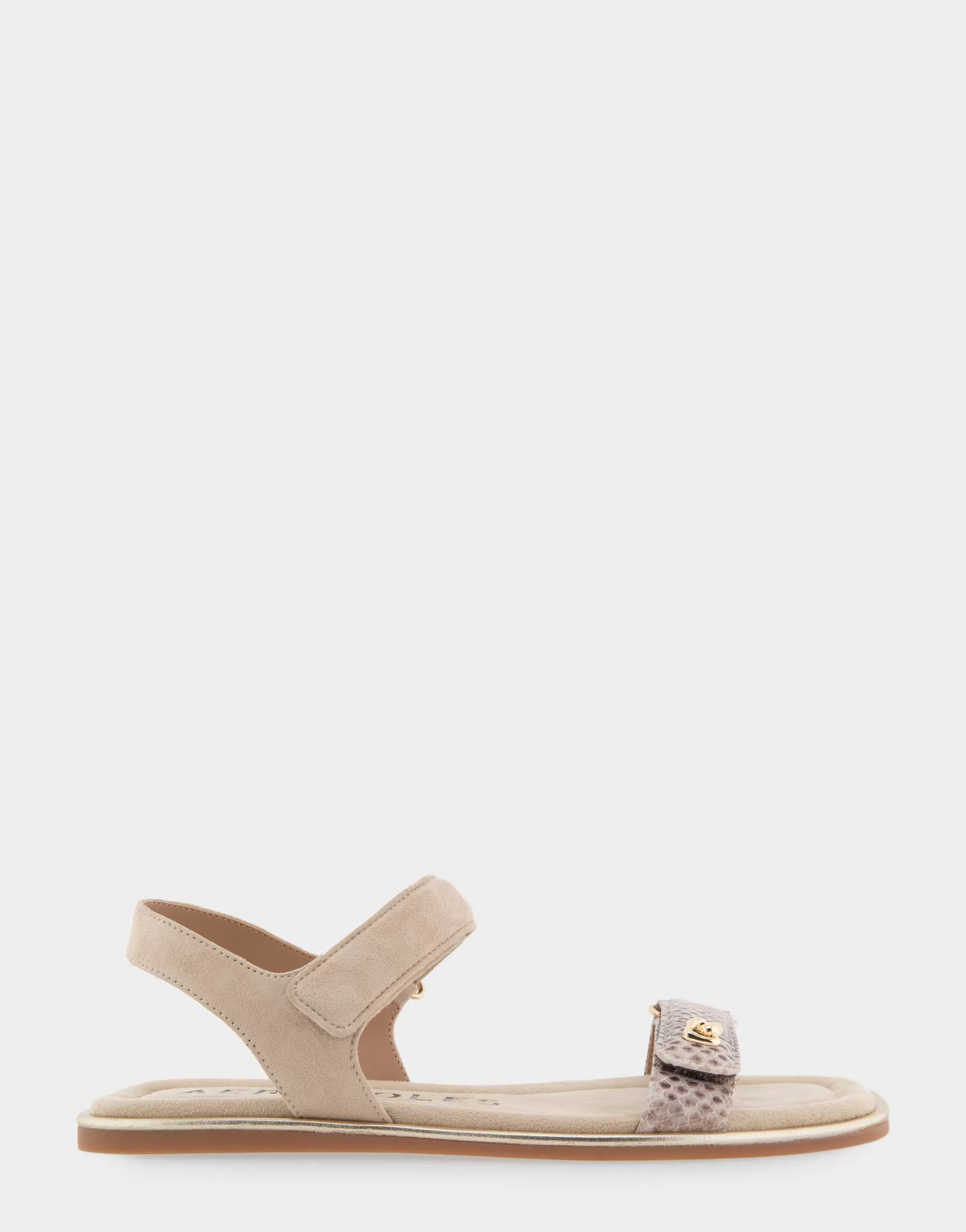 Aerosoles Flats*Comfortable Women's Adjustable Quarter Strap Sandal in Roccia Snake Print Leather