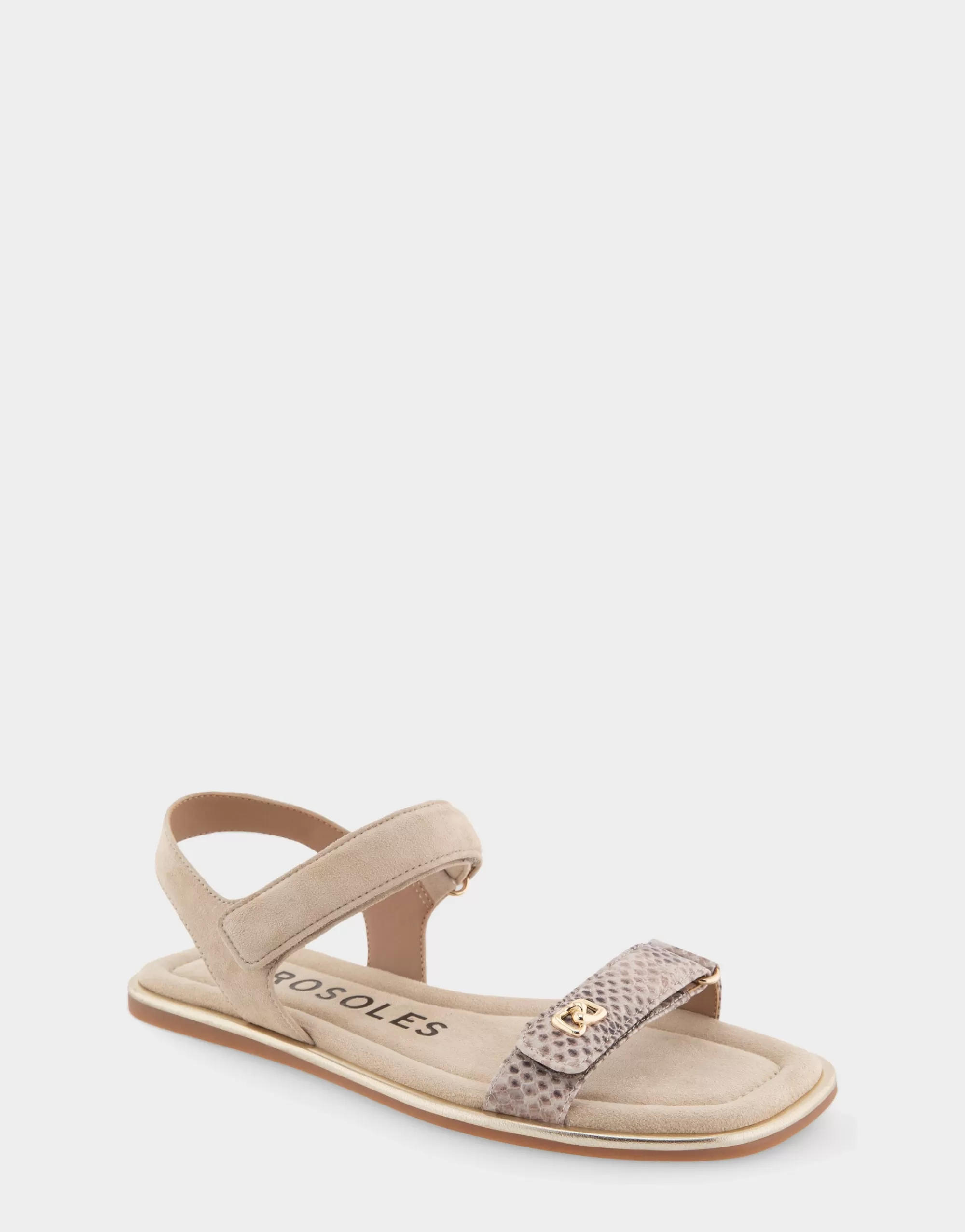 Aerosoles Flats*Comfortable Women's Adjustable Quarter Strap Sandal in Roccia Snake Print Leather
