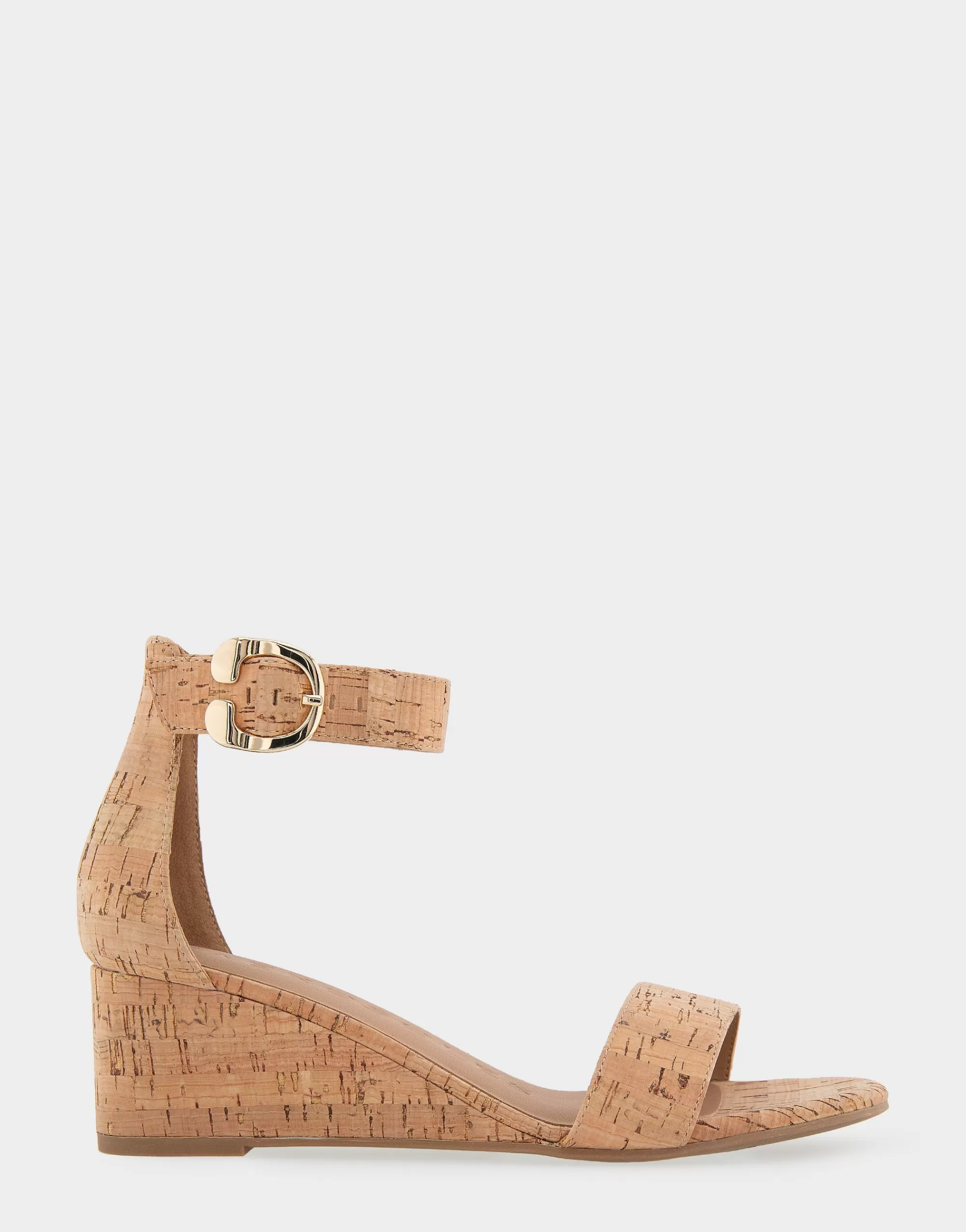 Aerosoles Wide Width Sandals | Dress*Comfortable Women's Ankle Strap Mid Wedge Sandal in Cork Faux Leather Cork