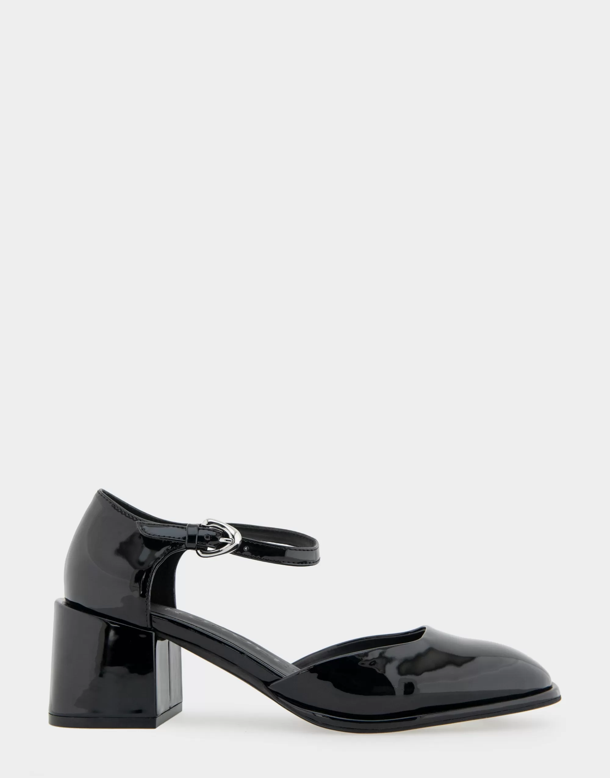 Aerosoles Pumps*Comfortable Women's Ankle Strap Two Piece Block Heel Pump in Black Patent Faux Leather Patent Faux Leather