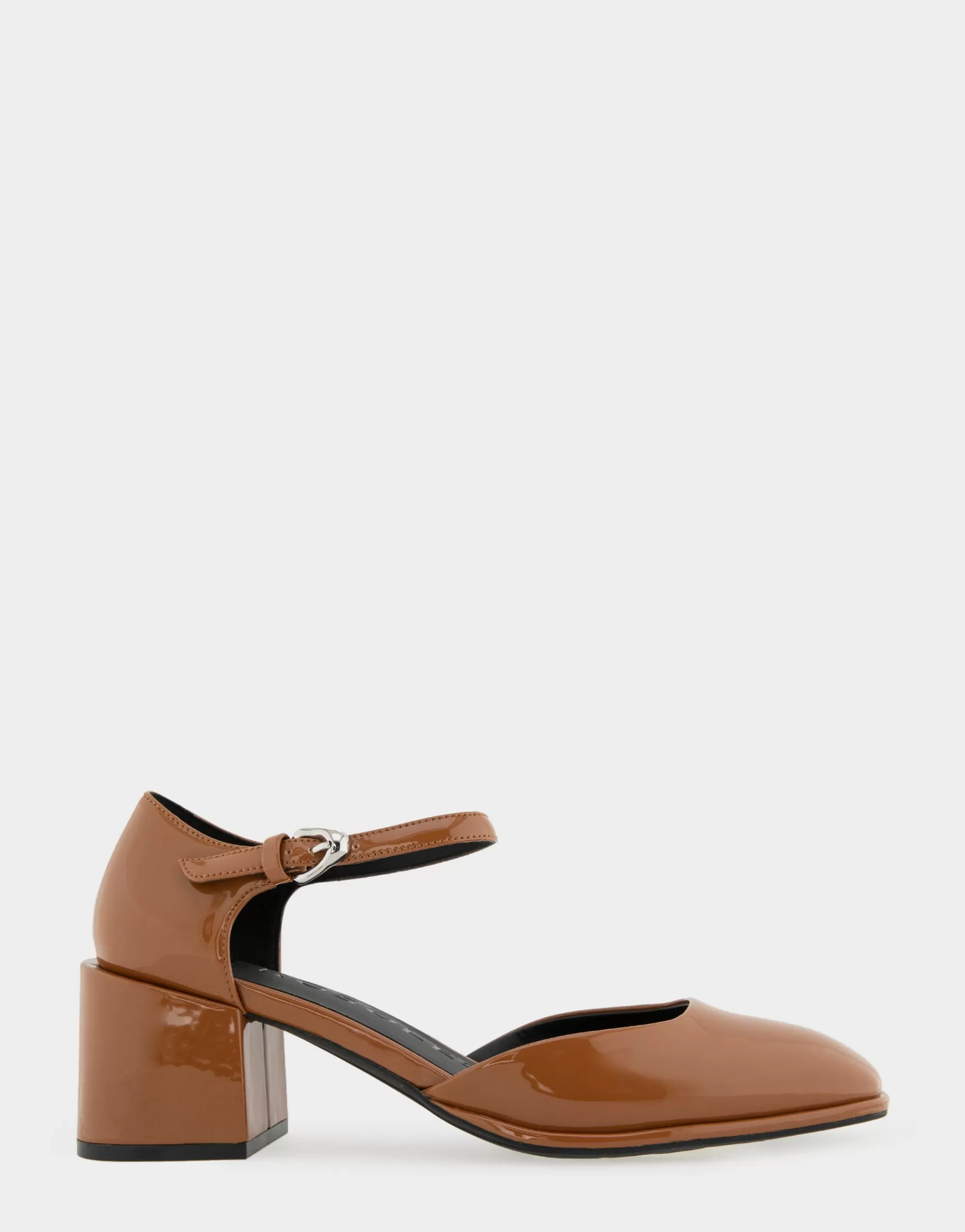 Aerosoles Pumps*Comfortable Women's Ankle Strap Two Piece Block Heel Pump in Tan Patent Faux Leather Patent Faux Leather