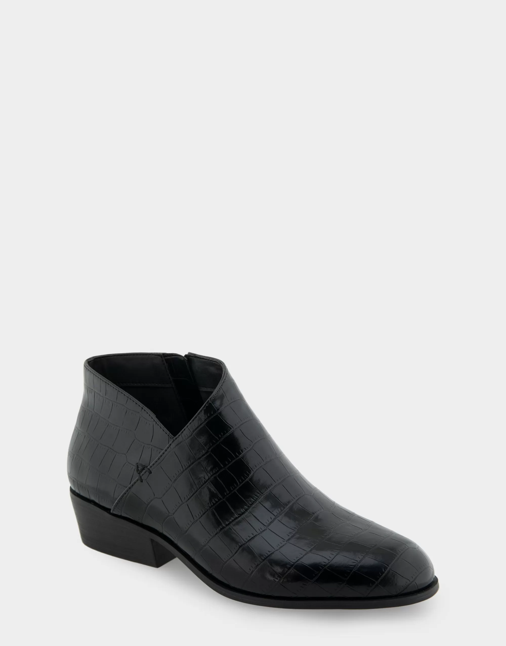 Aerosoles Ankle Boots*Comfortable Women's Asymmetrical Envelope Low Bootie in Black Croco Faux Leather Croco Faux Leather