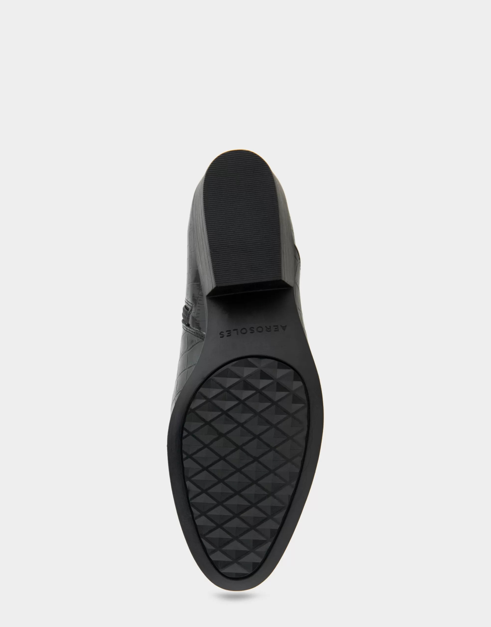 Aerosoles Ankle Boots*Comfortable Women's Asymmetrical Envelope Low Bootie in Black Croco Faux Leather Croco Faux Leather