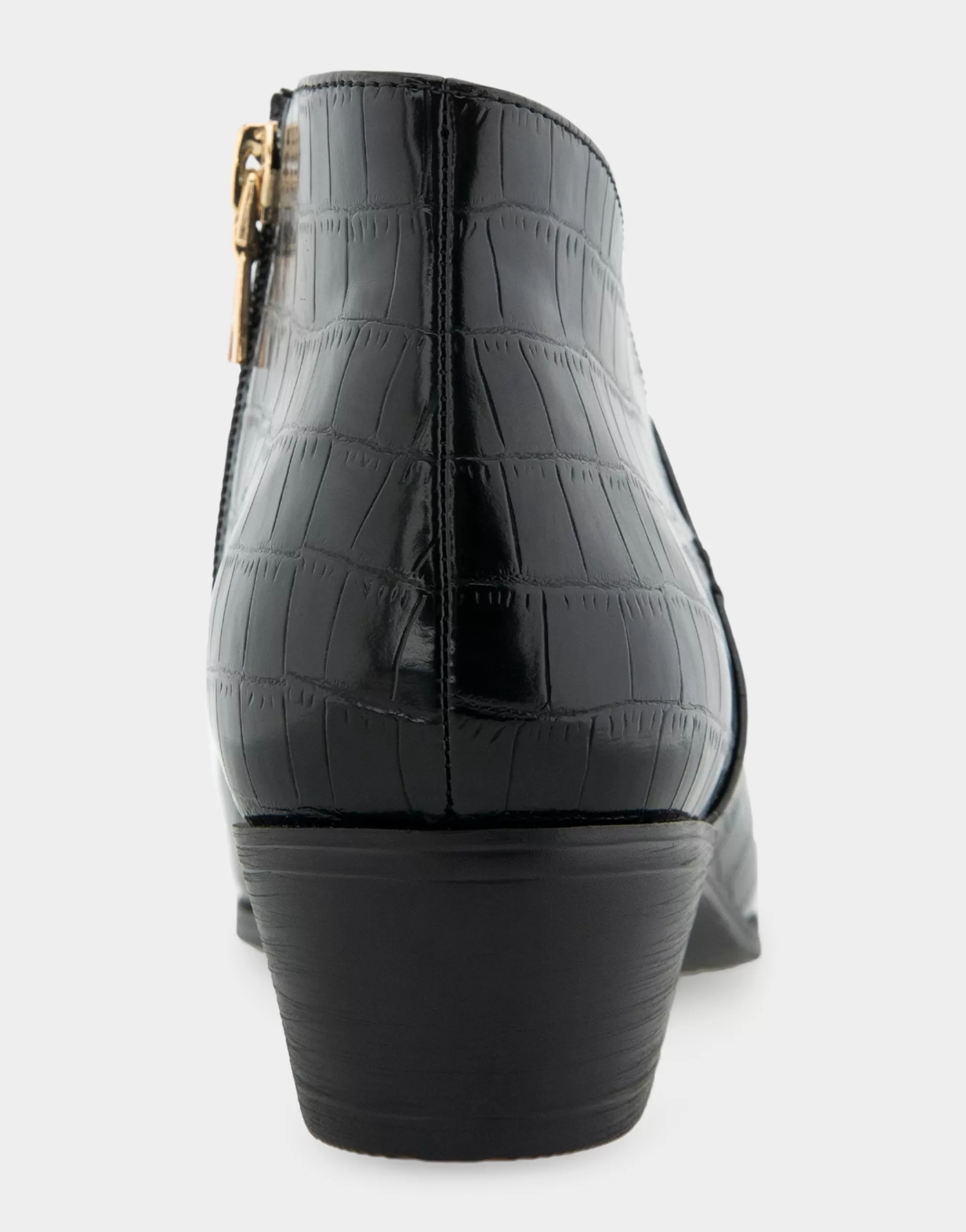 Aerosoles Ankle Boots*Comfortable Women's Asymmetrical Envelope Low Bootie in Black Croco Faux Leather Croco Faux Leather