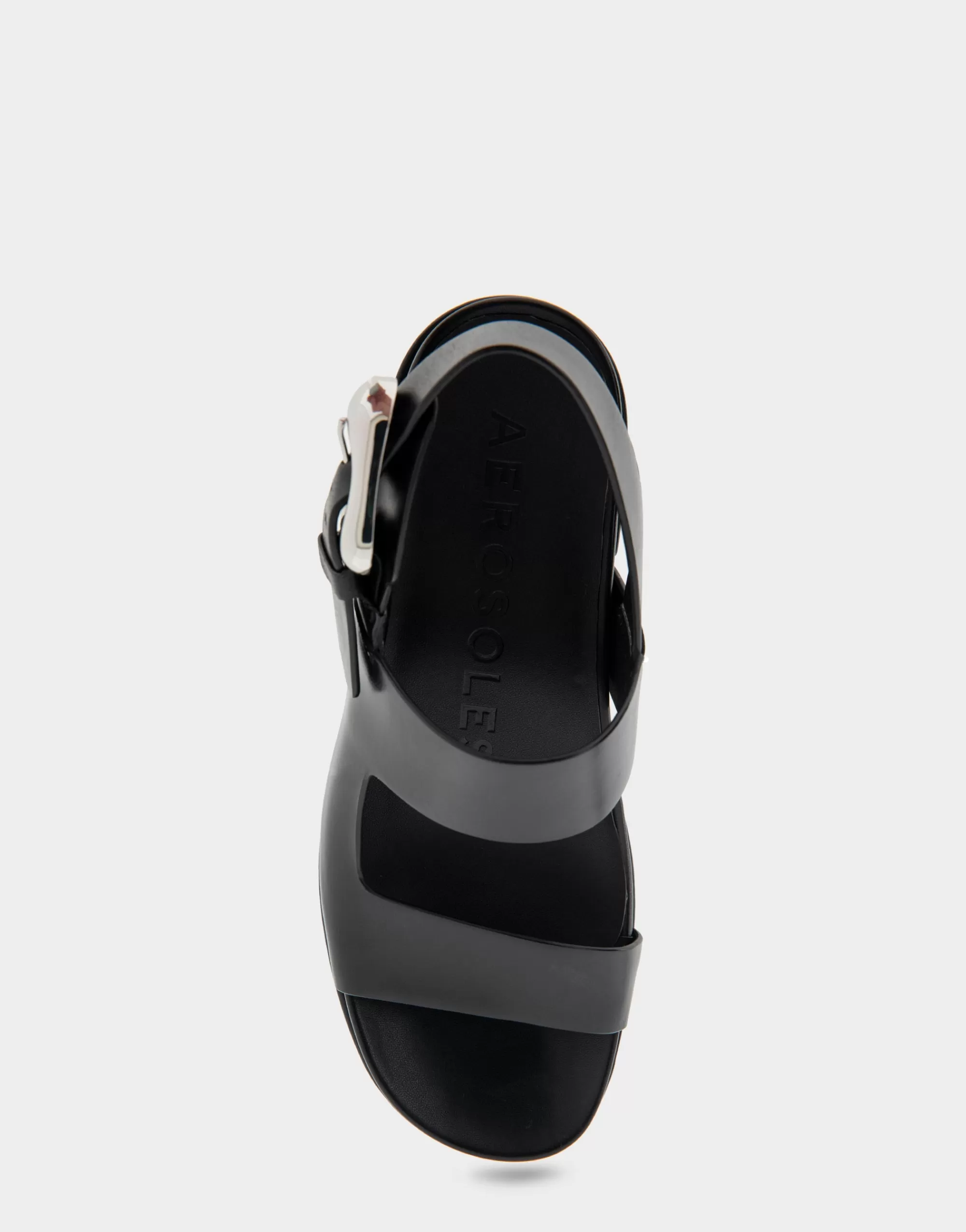 Aerosoles Platforms | Platforms*Comfortable Women's Asymmetrical Molded Footbed Platform Sandal in Black Leather