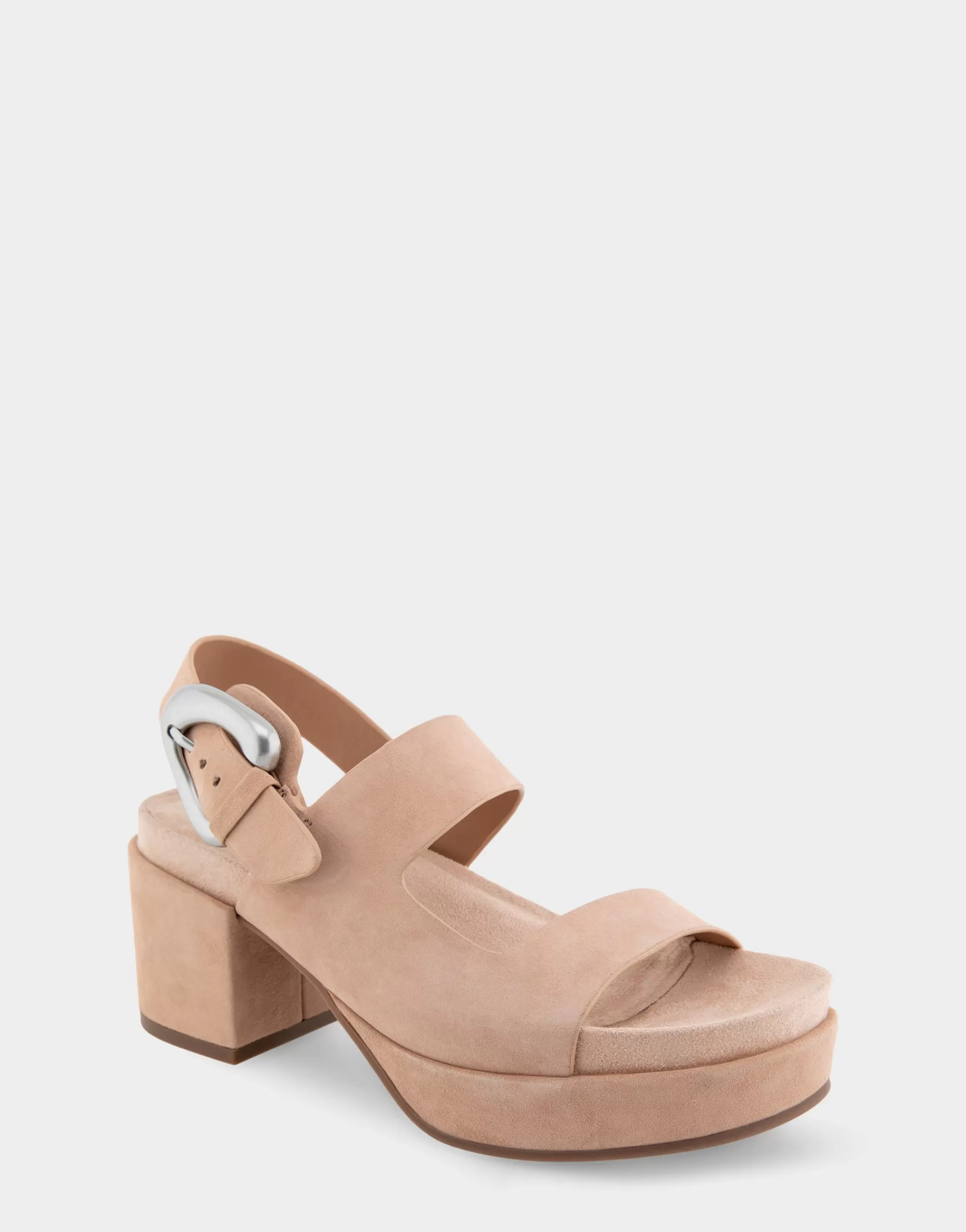 Aerosoles Platforms | Platforms*Comfortable Women's Asymmetrical Molded Footbed Platform Sandal in Cipria Suede