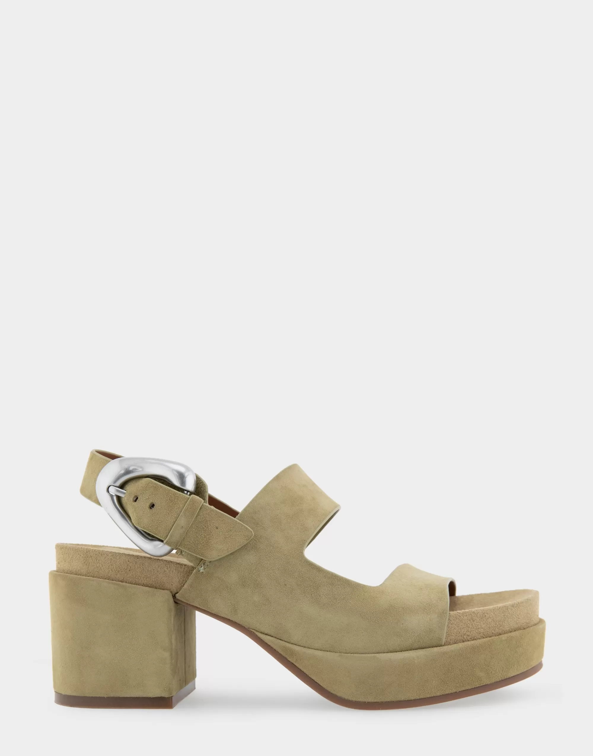 Aerosoles Platforms | Platforms*Comfortable Women's Asymmetrical Molded Footbed Platform Sandal in Olive Branch Suede