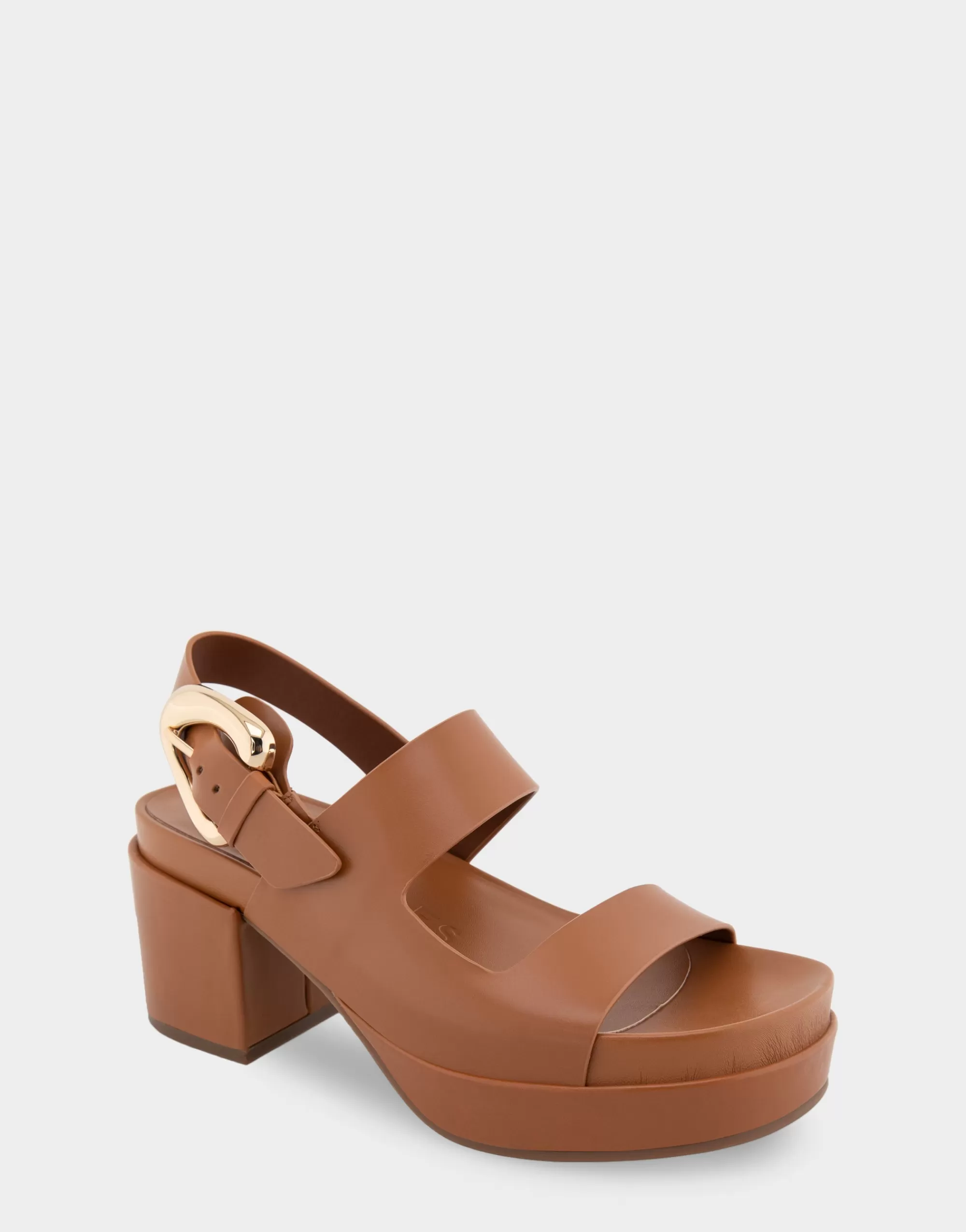 Aerosoles Platforms | Platforms*Comfortable Women's Asymmetrical Molded Footbed Platform Sandal in Tan Leather