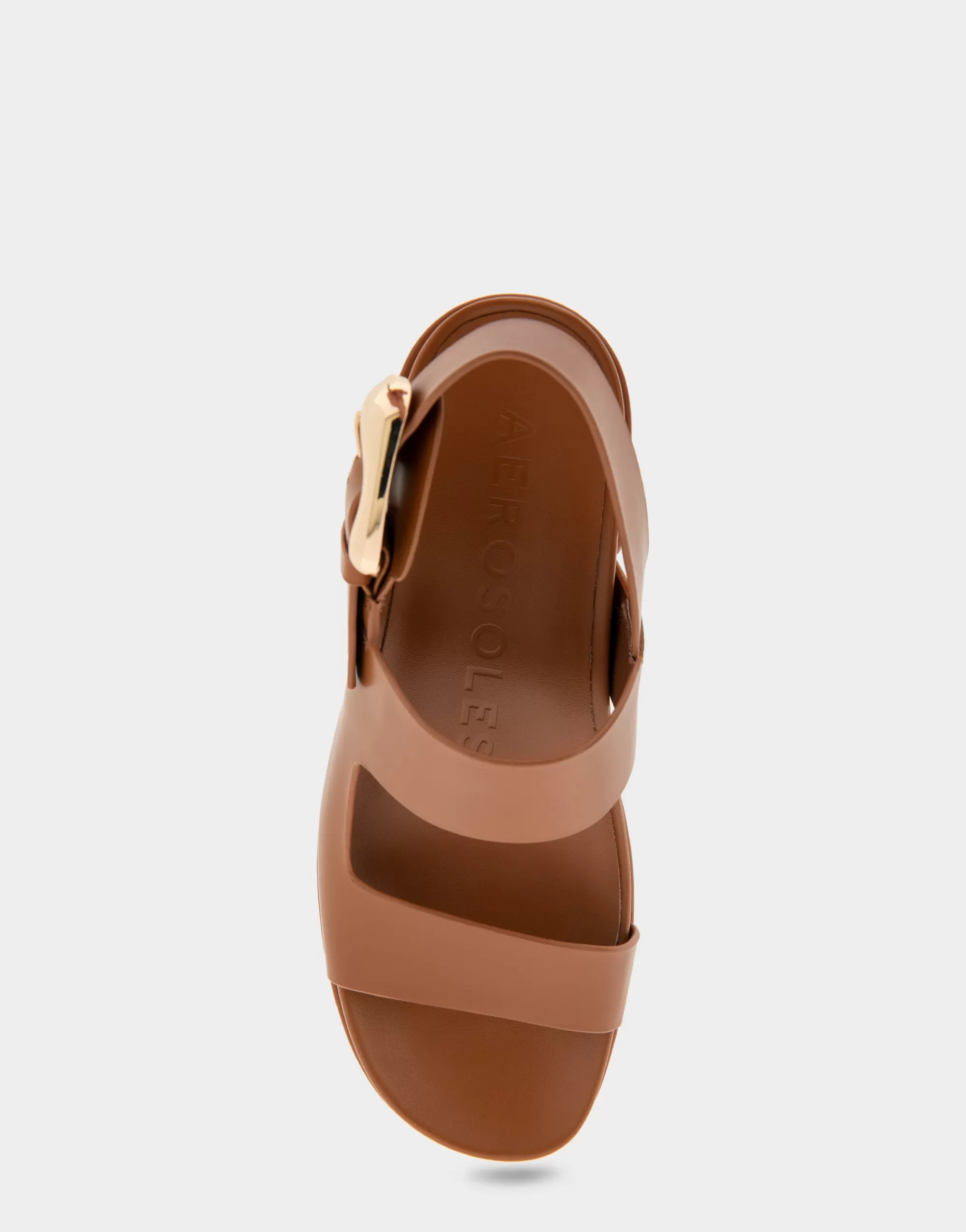 Aerosoles Platforms | Platforms*Comfortable Women's Asymmetrical Molded Footbed Platform Sandal in Tan Leather