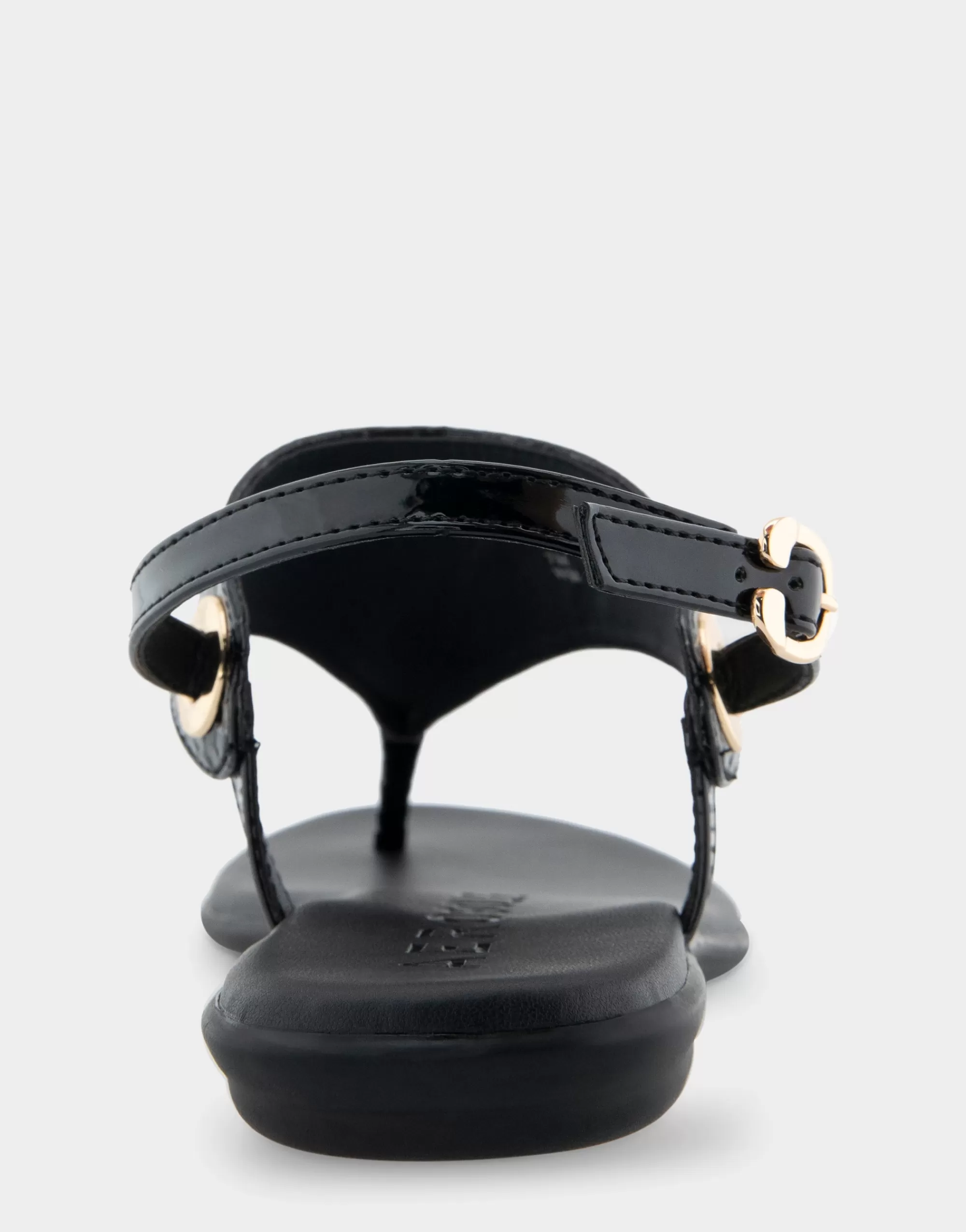 Aerosoles Wide Width Sandals | Flats*Comfortable Women's Back Strap Thong Sandal in Black Snake Patent Faux Leather