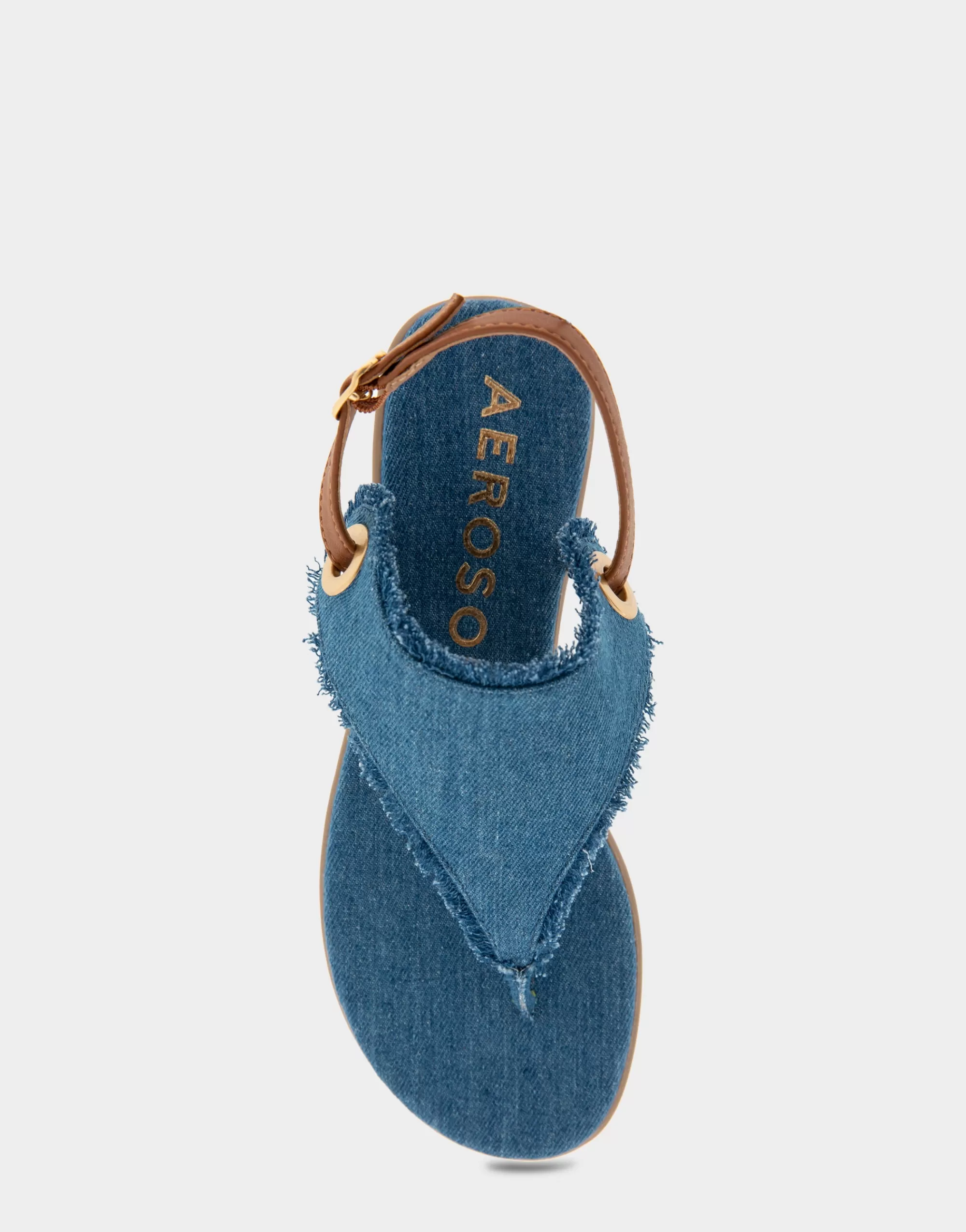 Aerosoles Wide Width Sandals | Flats*Comfortable Women's Back Strap Thong Sandal in Denim Fabric Denim Fabric