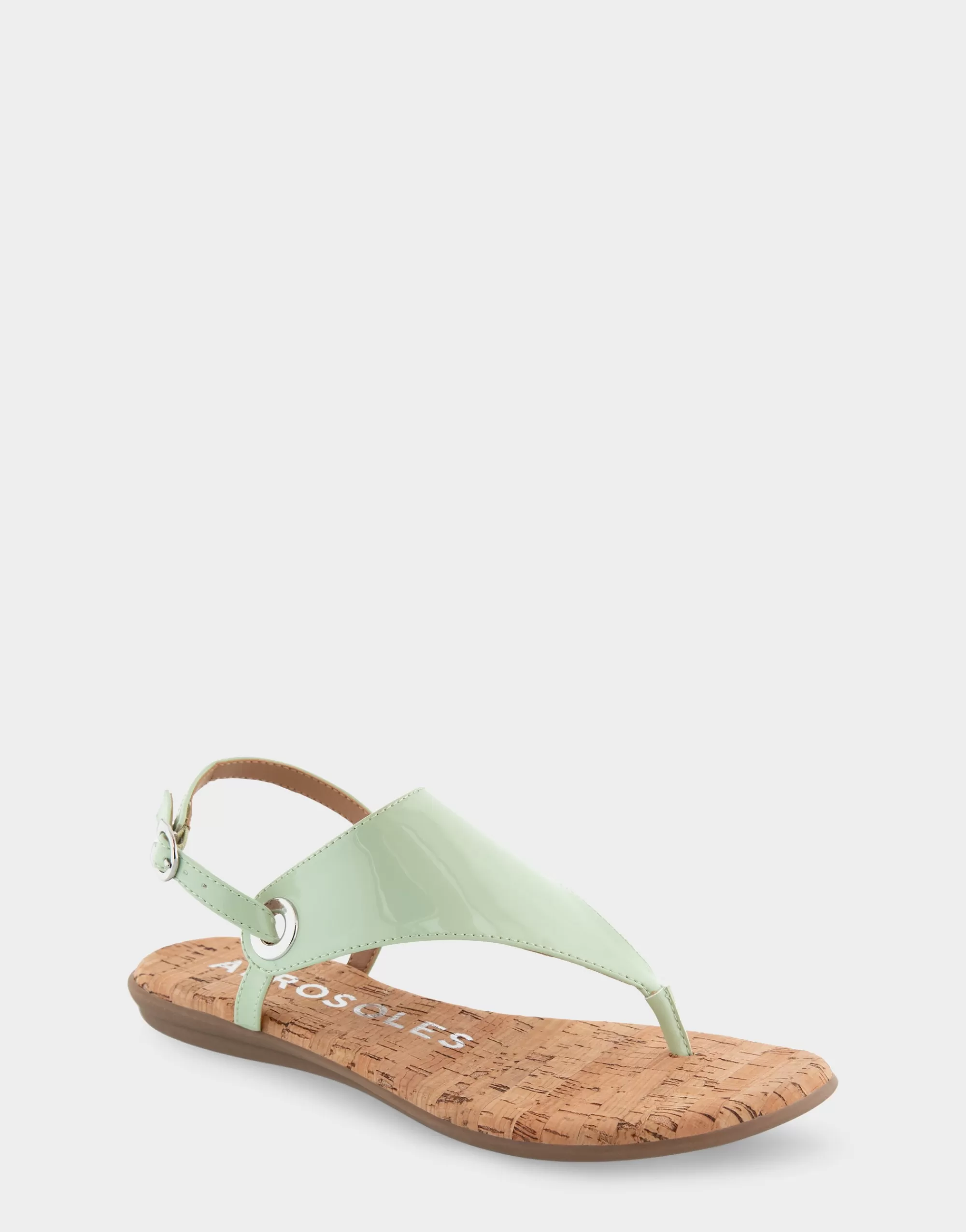 Aerosoles Wide Width Sandals | Flats*Comfortable Women's Back Strap Thong Sandal in Gleam Patent Faux Leather Faux Suede