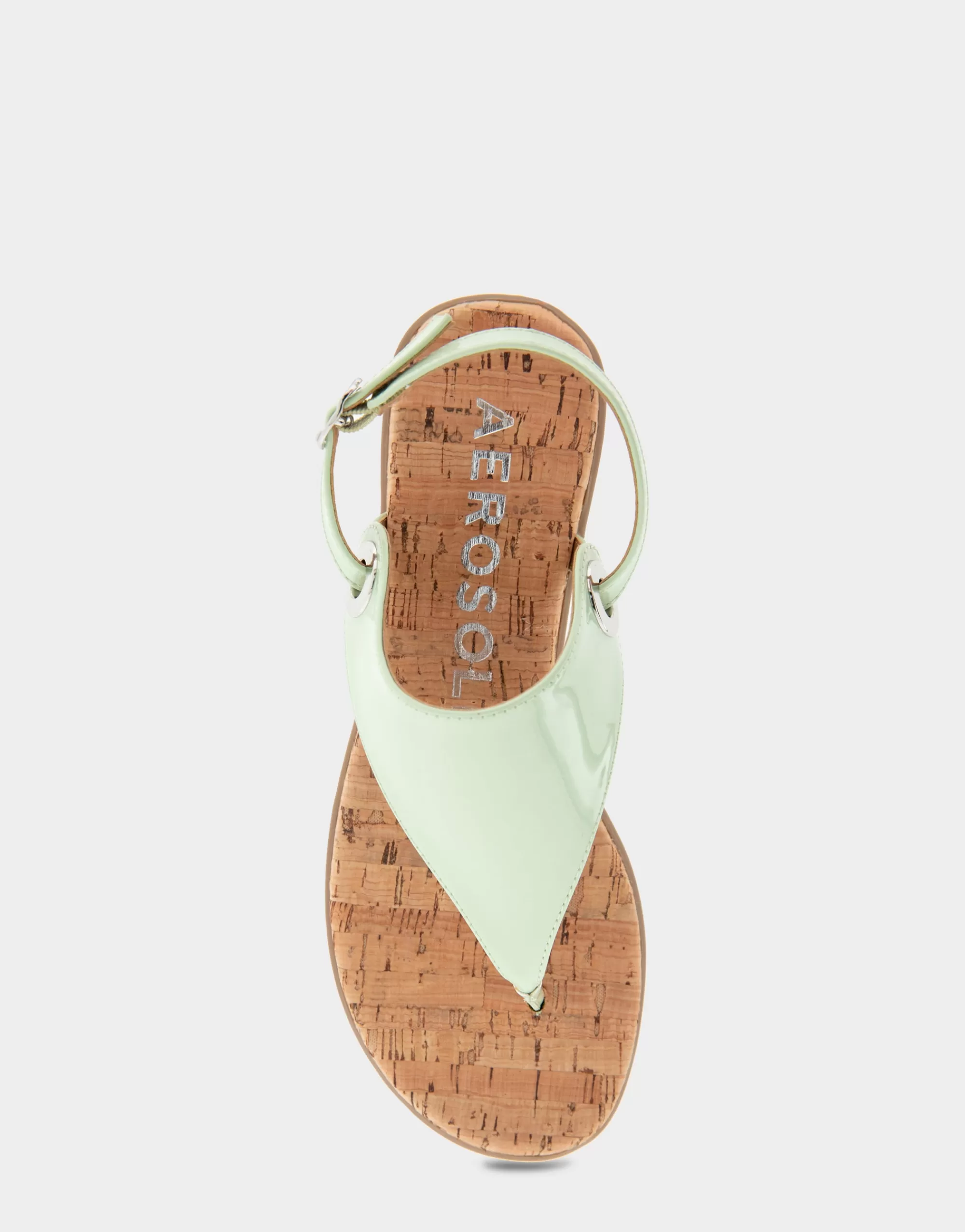 Aerosoles Wide Width Sandals | Flats*Comfortable Women's Back Strap Thong Sandal in Gleam Patent Faux Leather Faux Suede