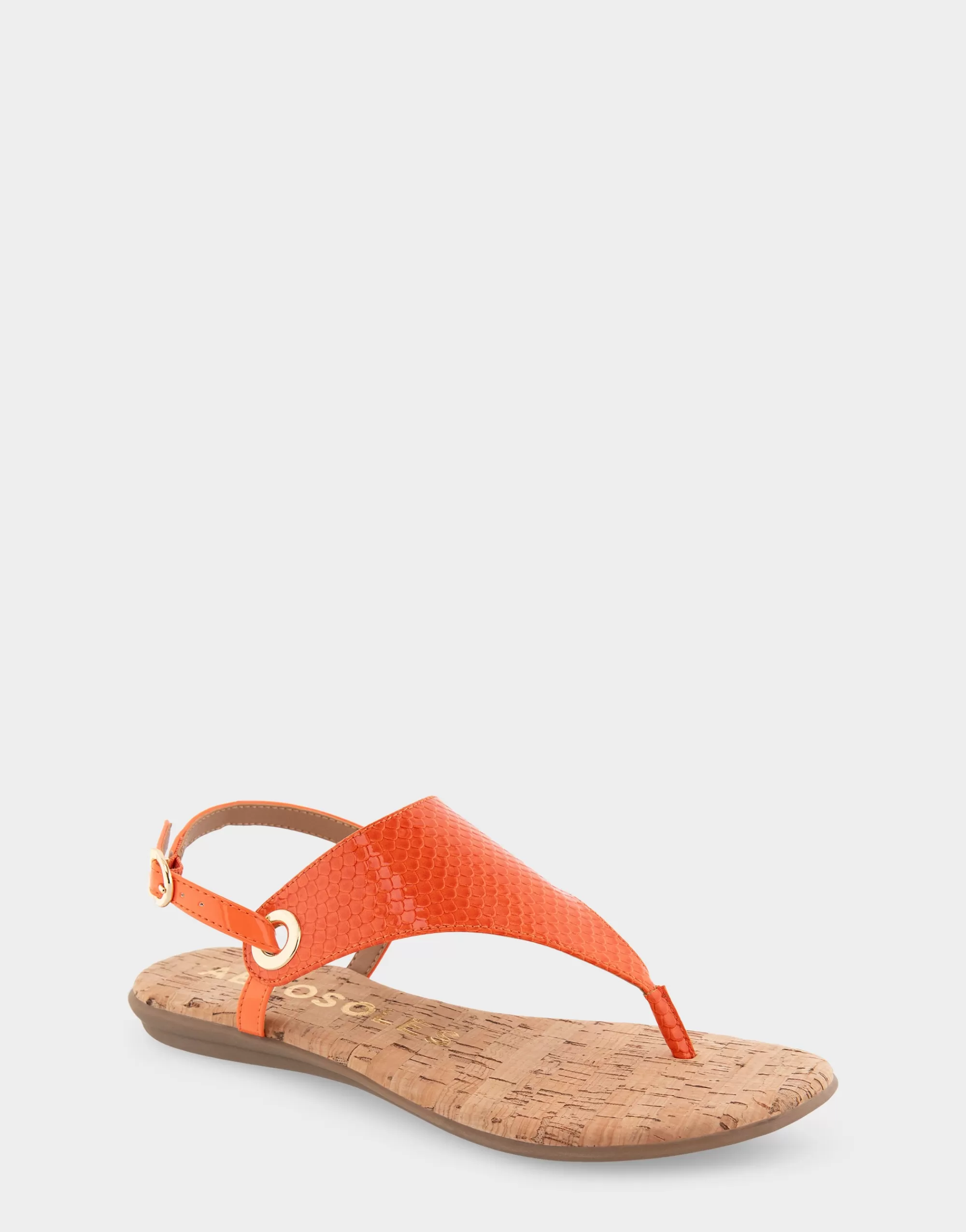 Aerosoles Wide Width Sandals | Flats*Comfortable Women's Back Strap Thong Sandal in Mandarin Snake Print Patent Faux Leather