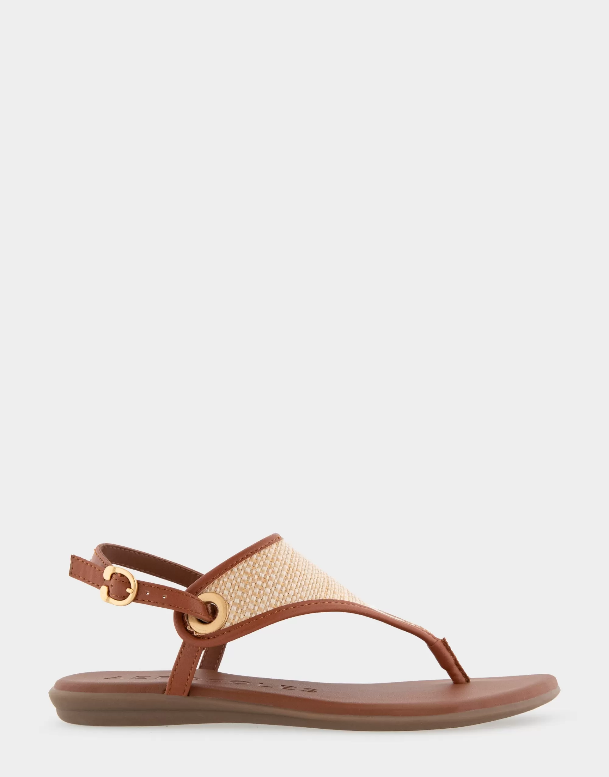 Aerosoles Wide Width Sandals | Flats*Comfortable Women's Back Strap Thong Sandal in Natural Rattan Combo Rattan Fabric