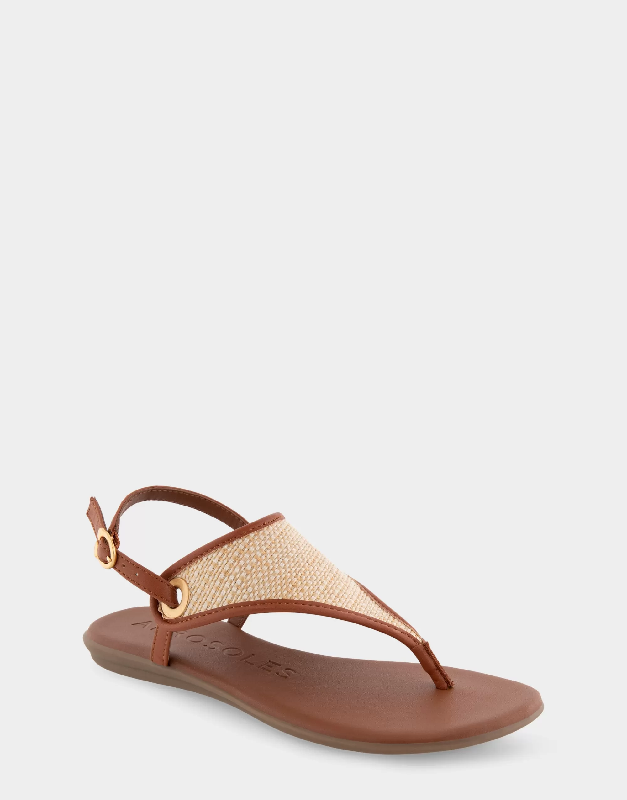 Aerosoles Wide Width Sandals | Flats*Comfortable Women's Back Strap Thong Sandal in Natural Rattan Combo Rattan Fabric