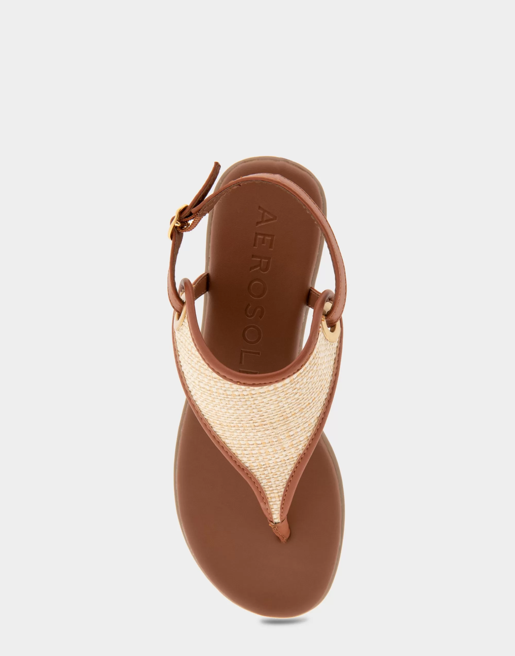Aerosoles Wide Width Sandals | Flats*Comfortable Women's Back Strap Thong Sandal in Natural Rattan Combo Rattan Fabric