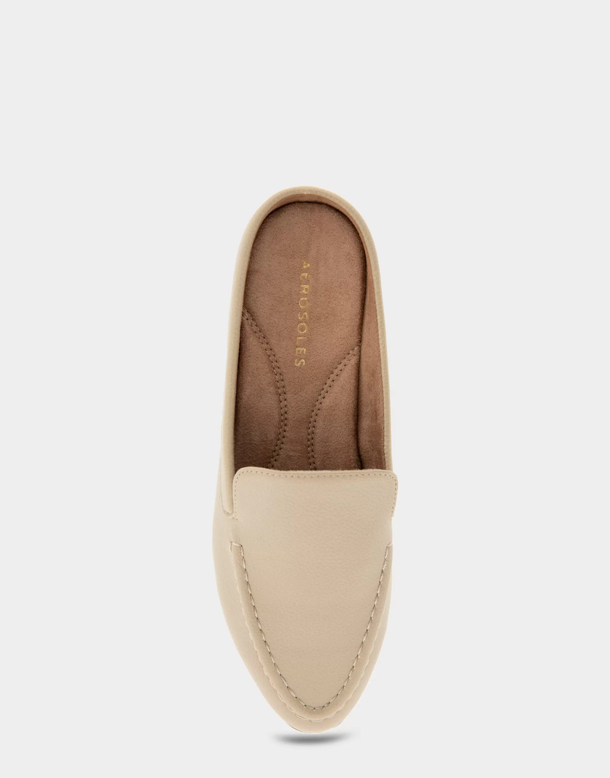 Aerosoles Loafers*Comfortable Women's Backless Slip On Loafer in Pale Khaki Faux Leather