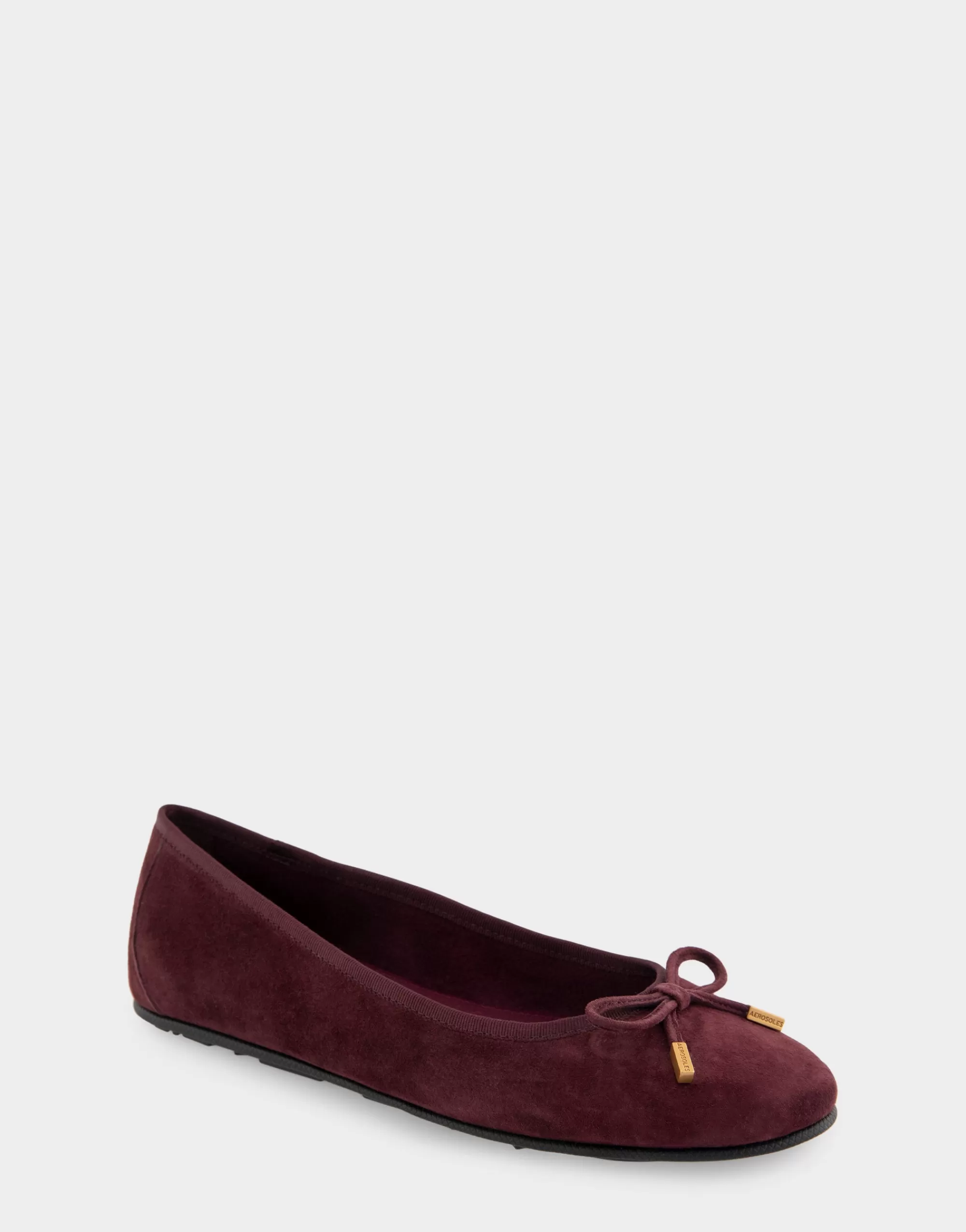 Aerosoles Wide Width Flats | Dress*Comfortable Women's Ballet Flat in Deep Aubergine Suede Suede