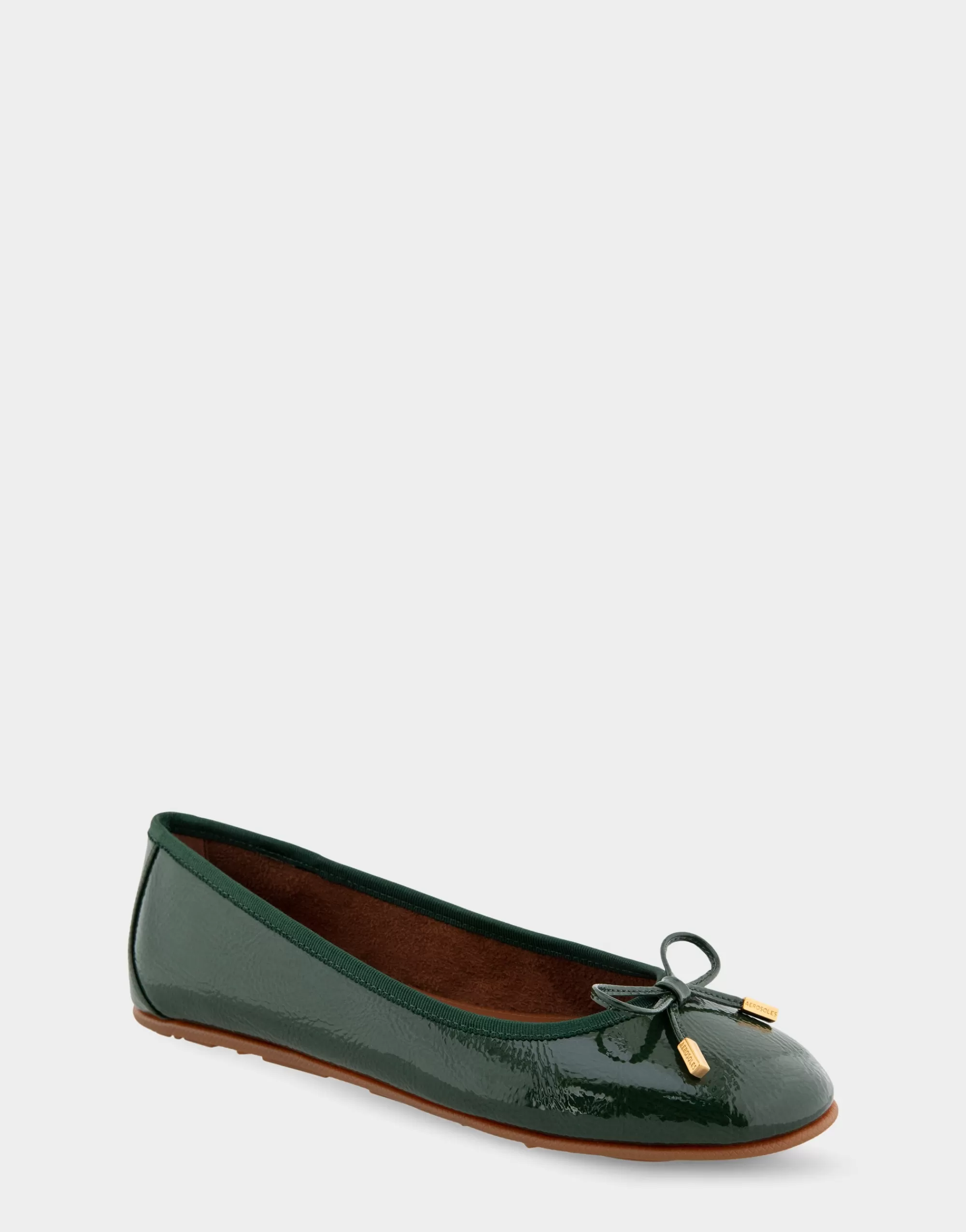 Aerosoles Dress | Ballet*Comfortable Women's Ballet Flat in Fir Green Crinkled Patent Faux Leather Patent Faux Leather