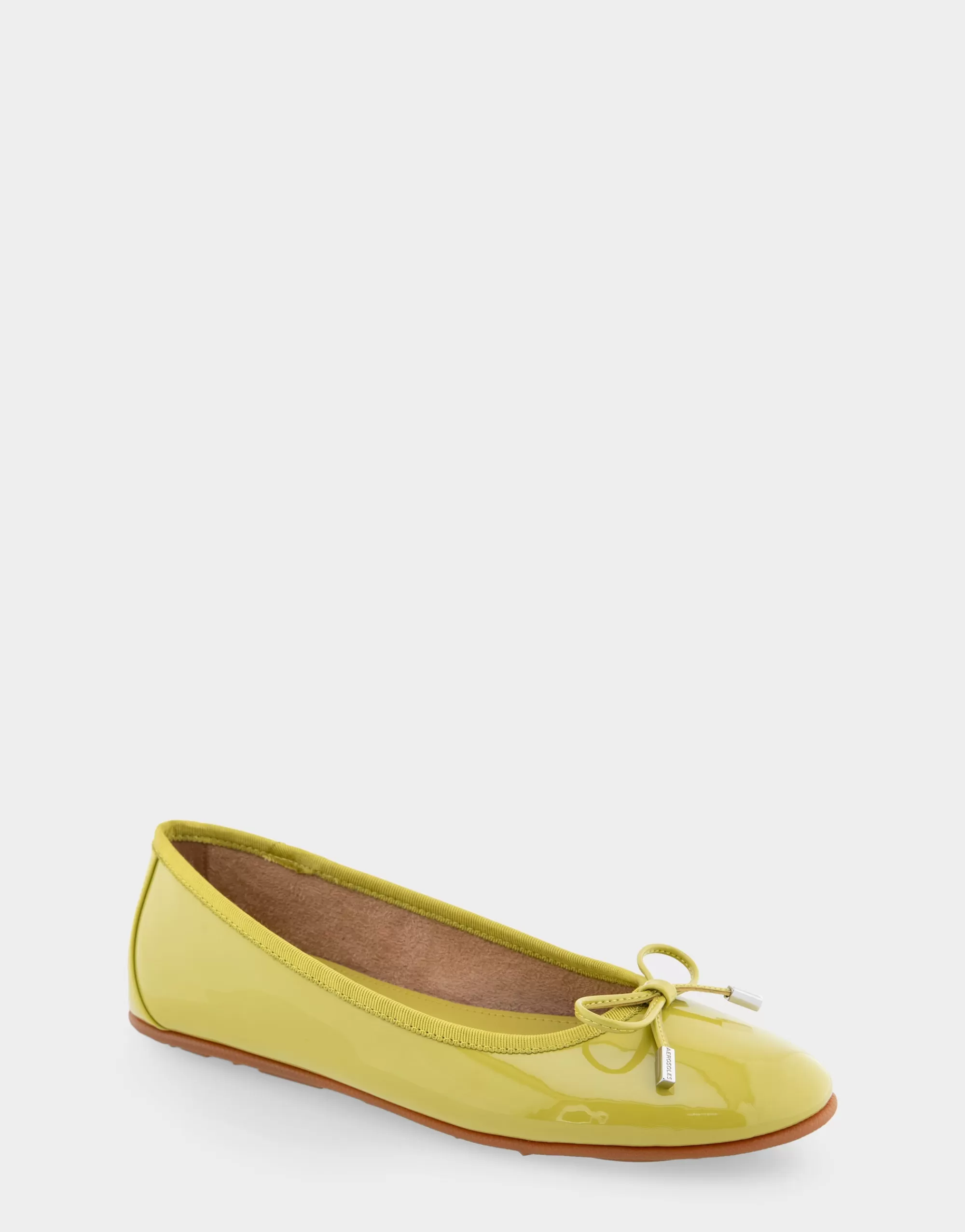 Aerosoles Wide Width Flats | Dress*Comfortable Women's Ballet Flat in Green Sheen Patent Faux Leather