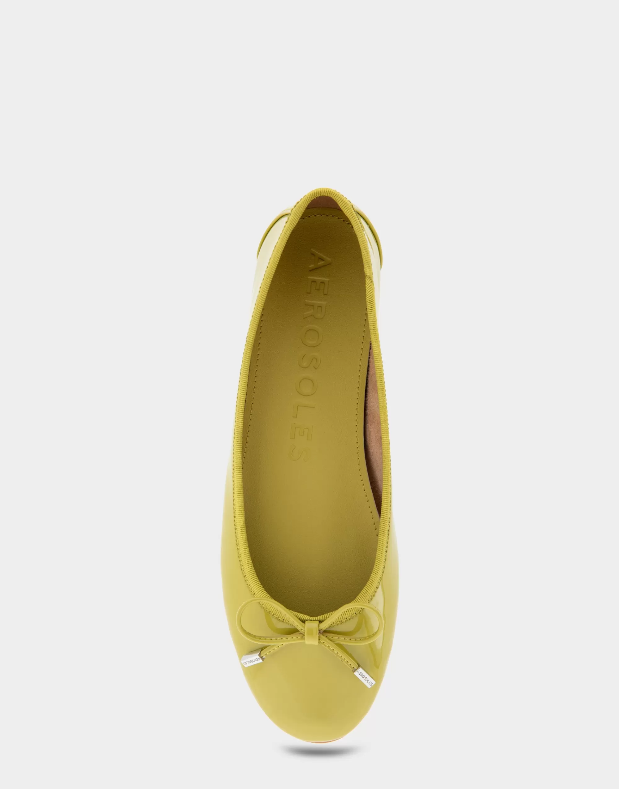 Aerosoles Wide Width Flats | Dress*Comfortable Women's Ballet Flat in Green Sheen Patent Faux Leather