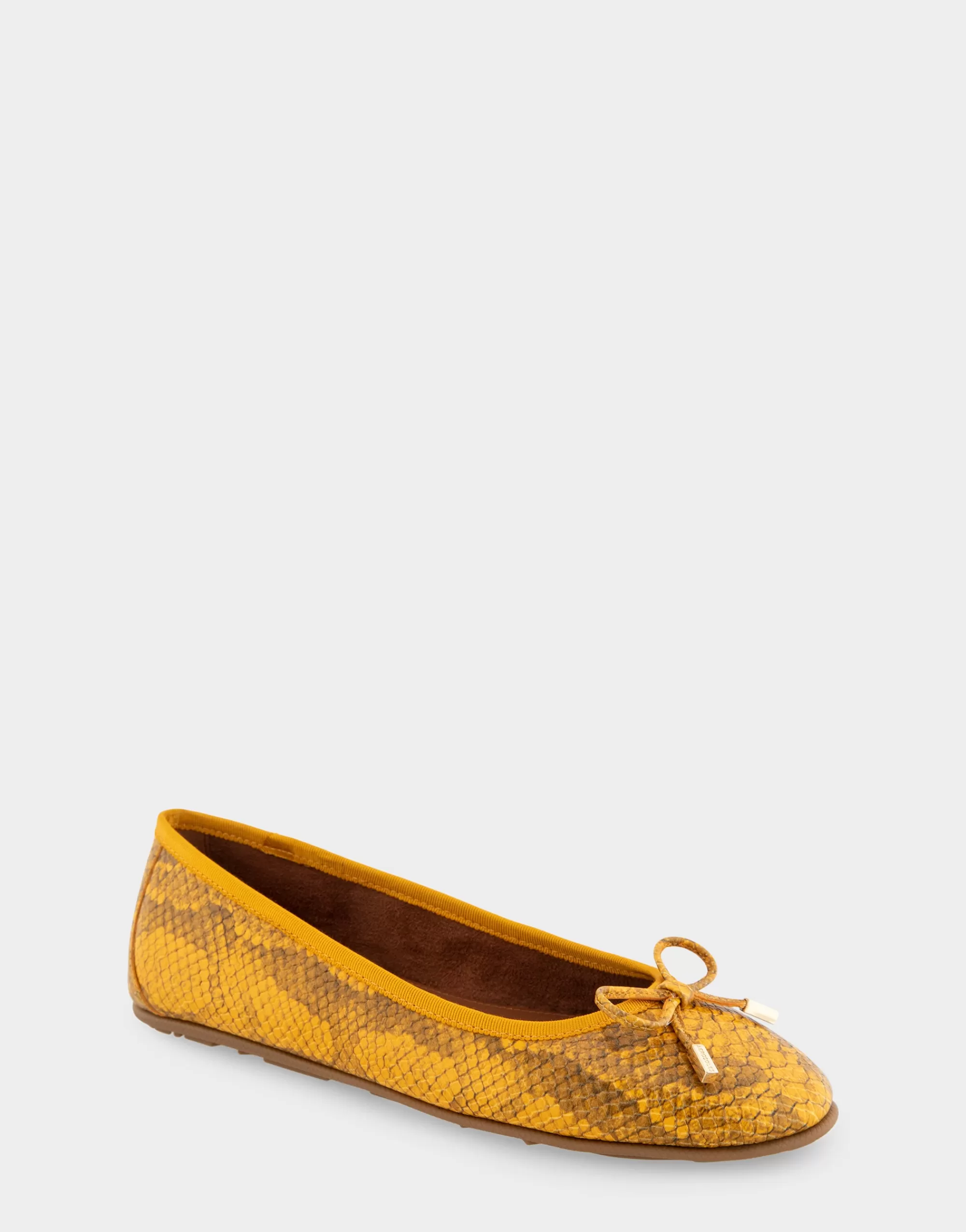 Aerosoles Wide Width Flats | Dress*Comfortable Women's Ballet Flat in Marigold Snake Print Leather Leather