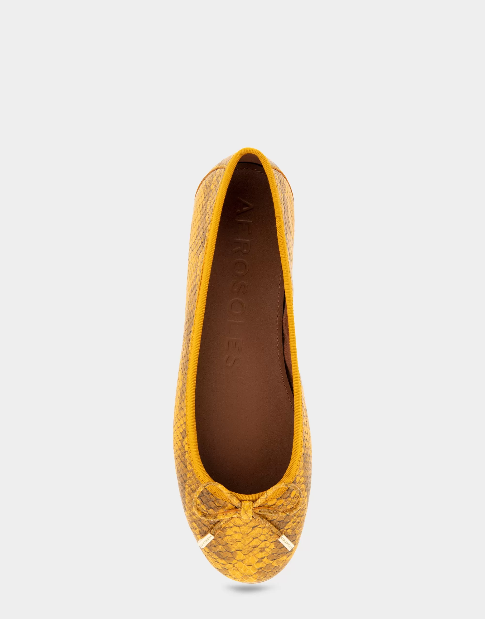 Aerosoles Wide Width Flats | Dress*Comfortable Women's Ballet Flat in Marigold Snake Print Leather Leather