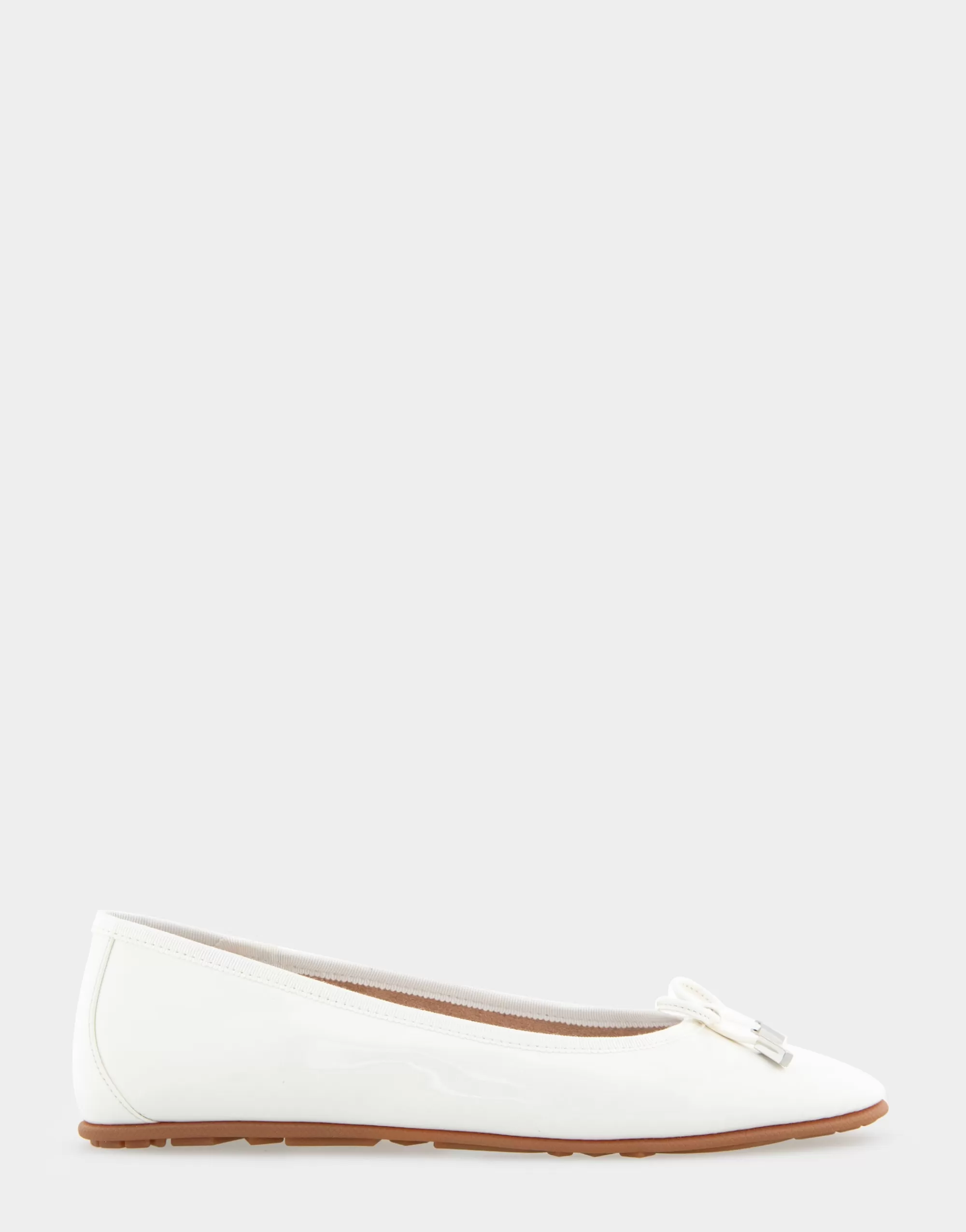 Aerosoles Wide Width Flats | Dress*Comfortable Women's Ballet Flat in White Patent Faux Leather