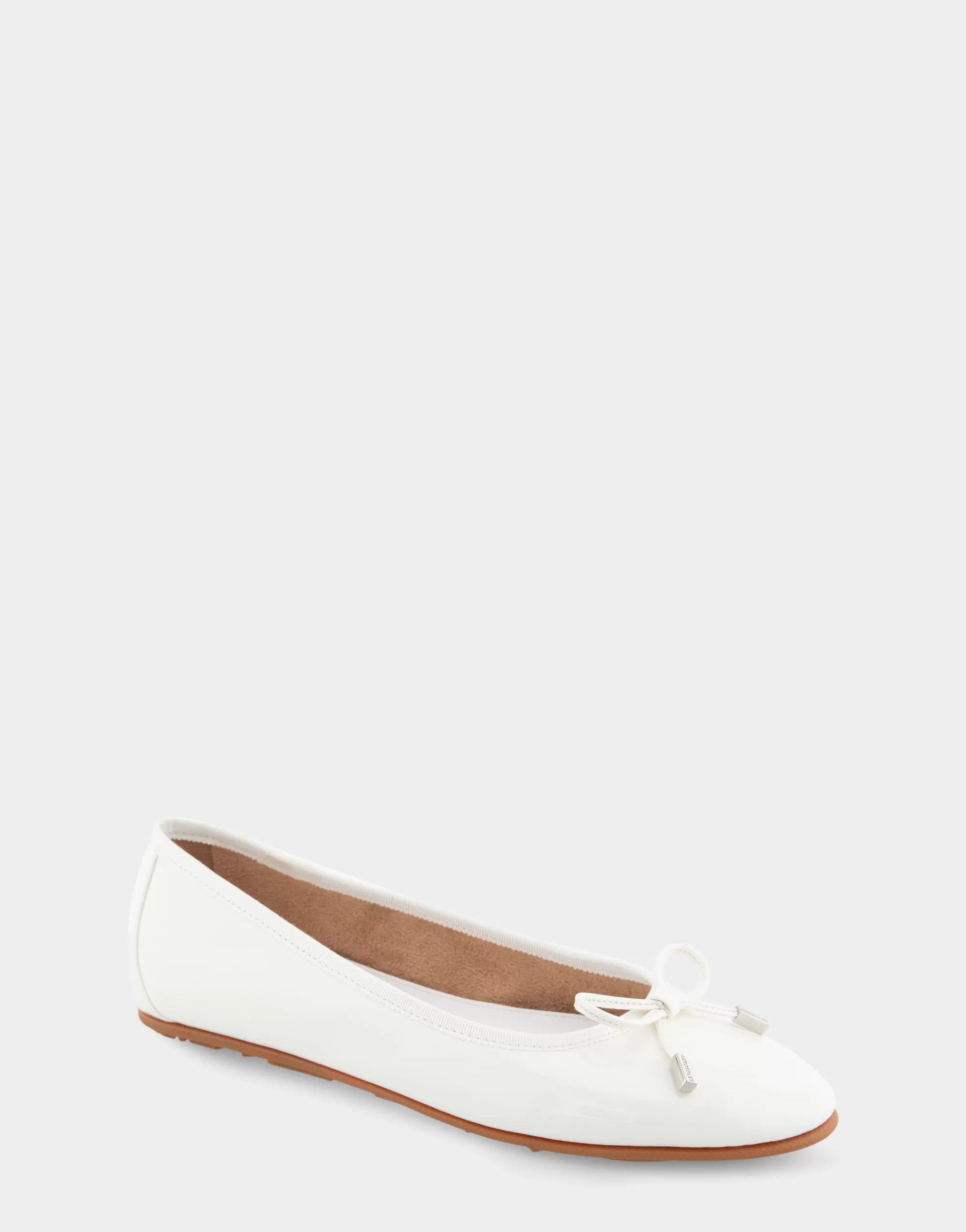 Aerosoles Wide Width Flats | Dress*Comfortable Women's Ballet Flat in White Patent Faux Leather