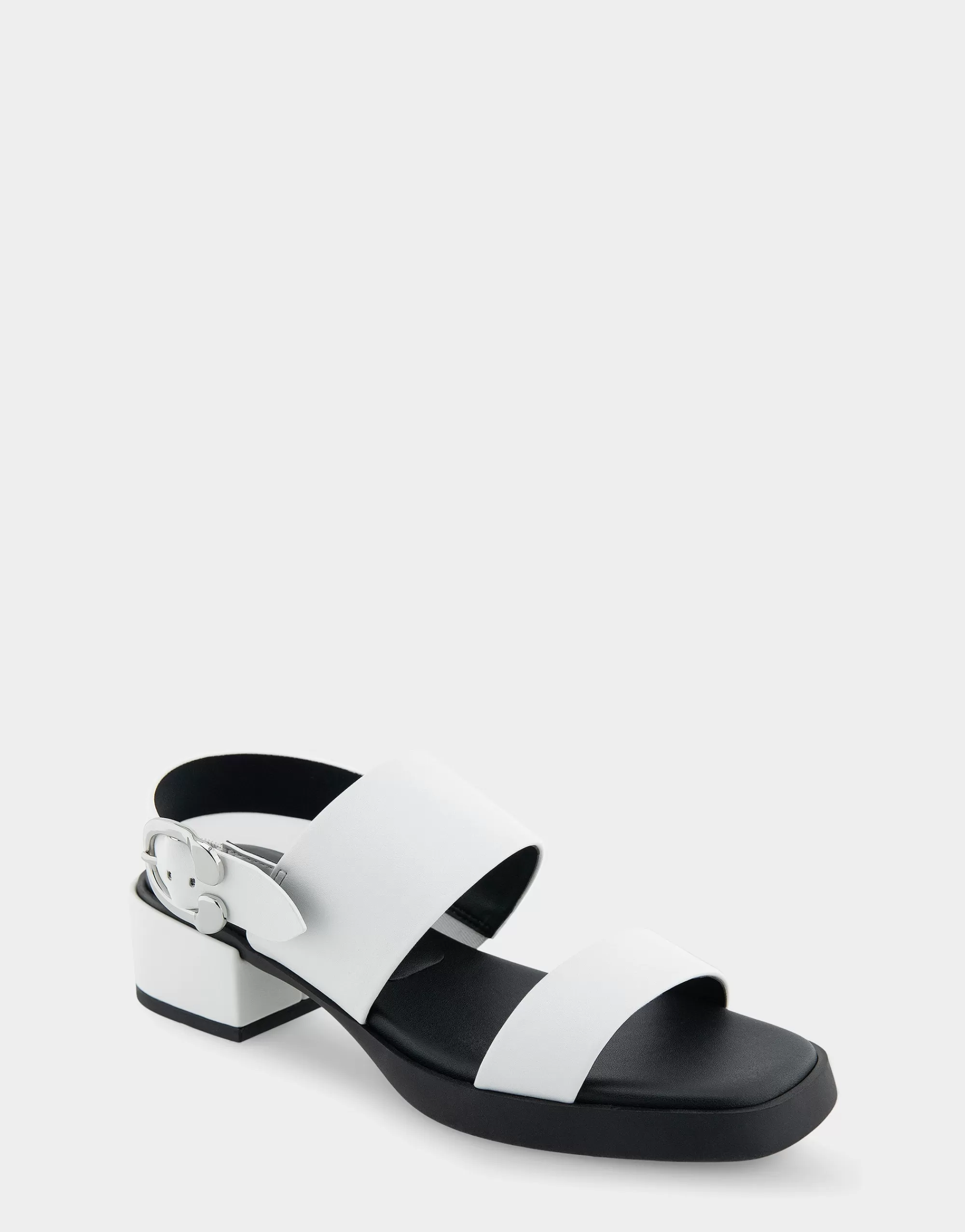 Aerosoles Wide Width Sandals*Comfortable Women's Banded Back Strap Low Block Heel Sandal in White Faux Leather