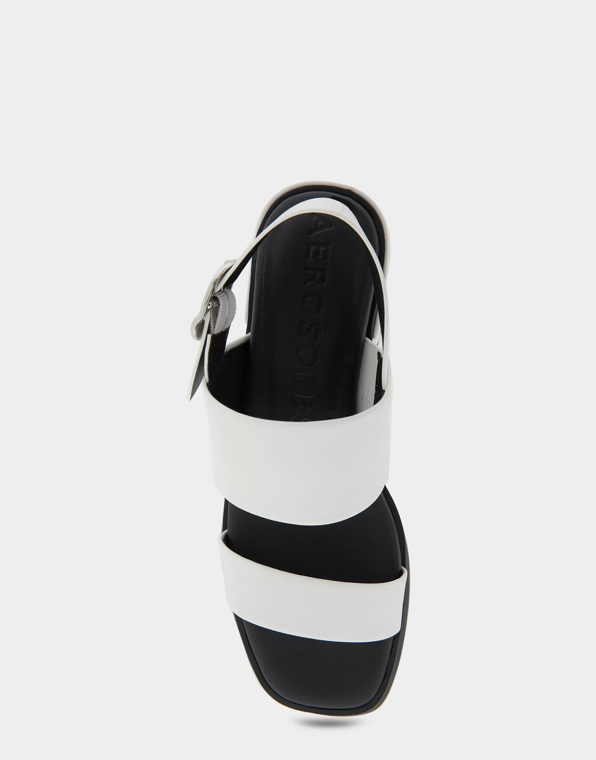 Aerosoles Wide Width Sandals*Comfortable Women's Banded Back Strap Low Block Heel Sandal in White Faux Leather