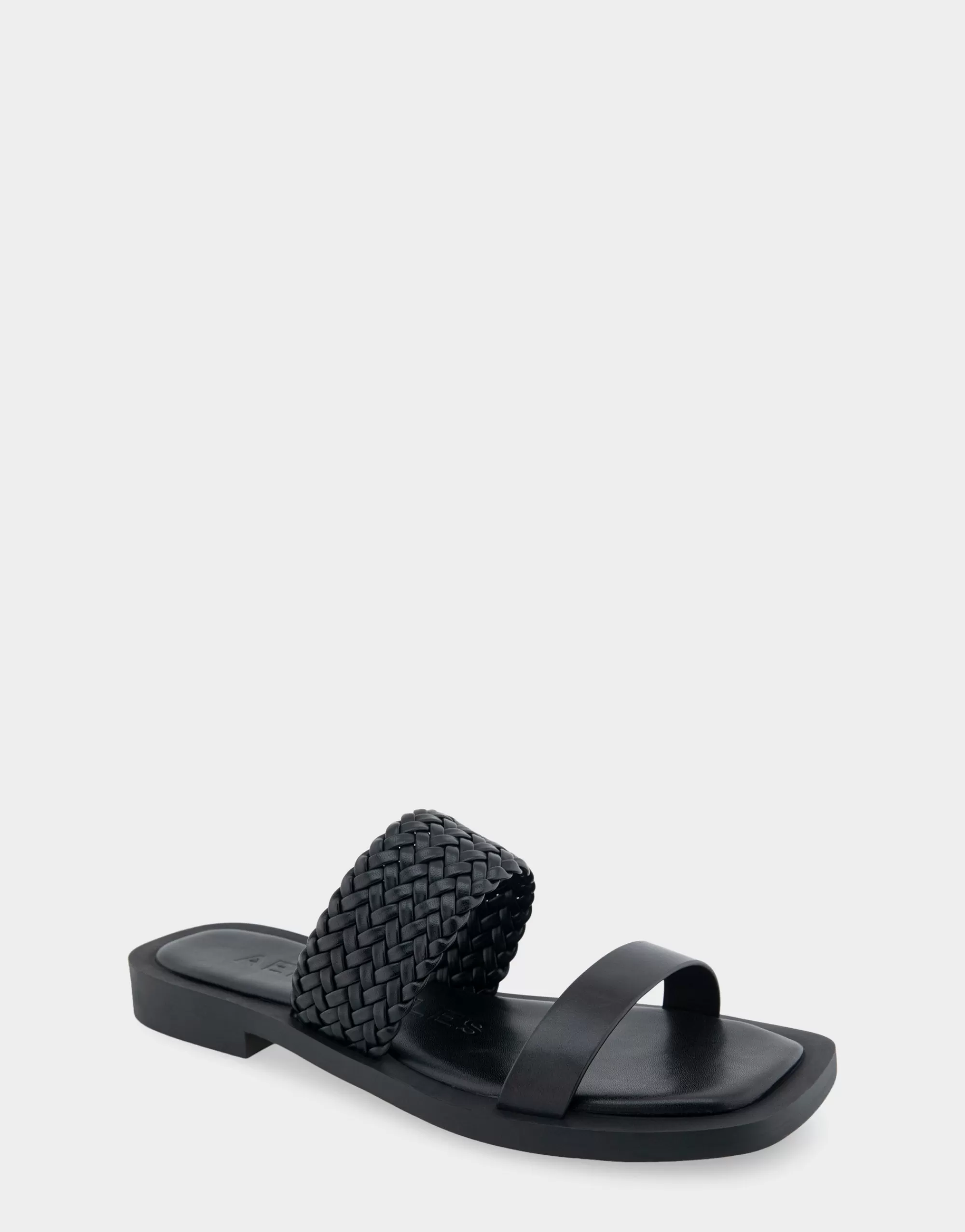 Aerosoles Flats*Comfortable Women's Braided Double Strap Flat Sandal in Black Leather