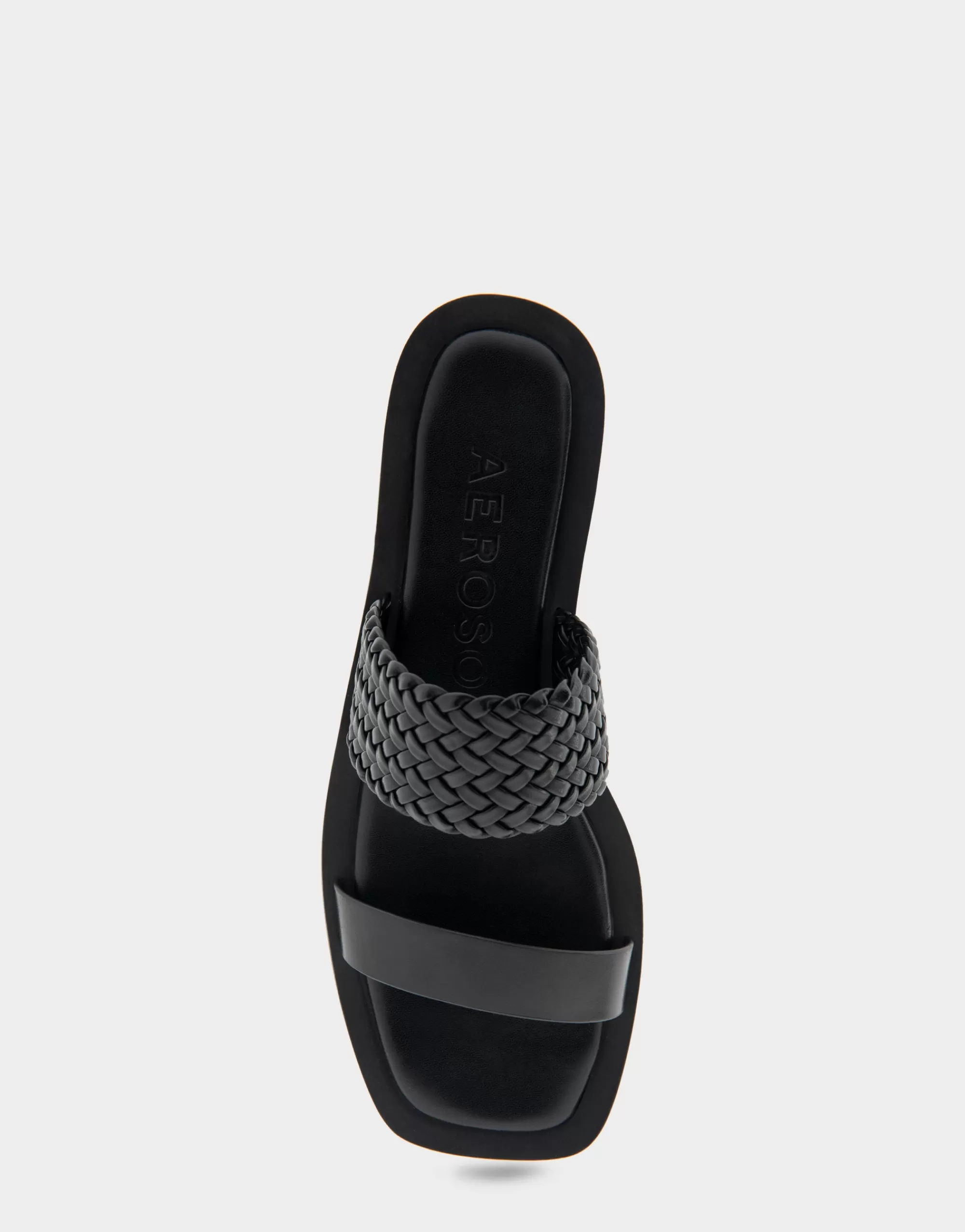 Aerosoles Flats*Comfortable Women's Braided Double Strap Flat Sandal in Black Leather