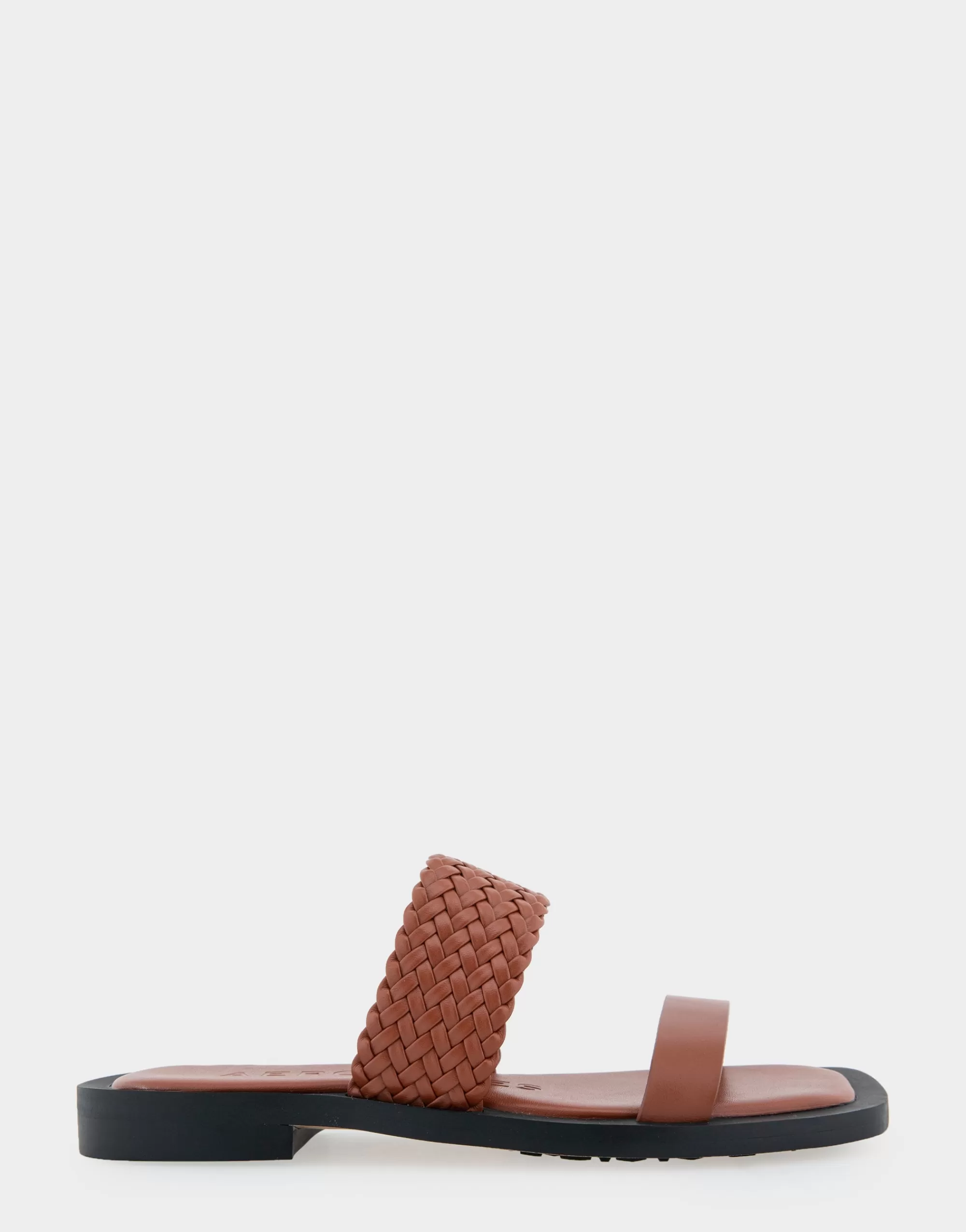 Aerosoles Flats*Comfortable Women's Braided Double Strap Flat Sandal in Gingerbread Faux Leather