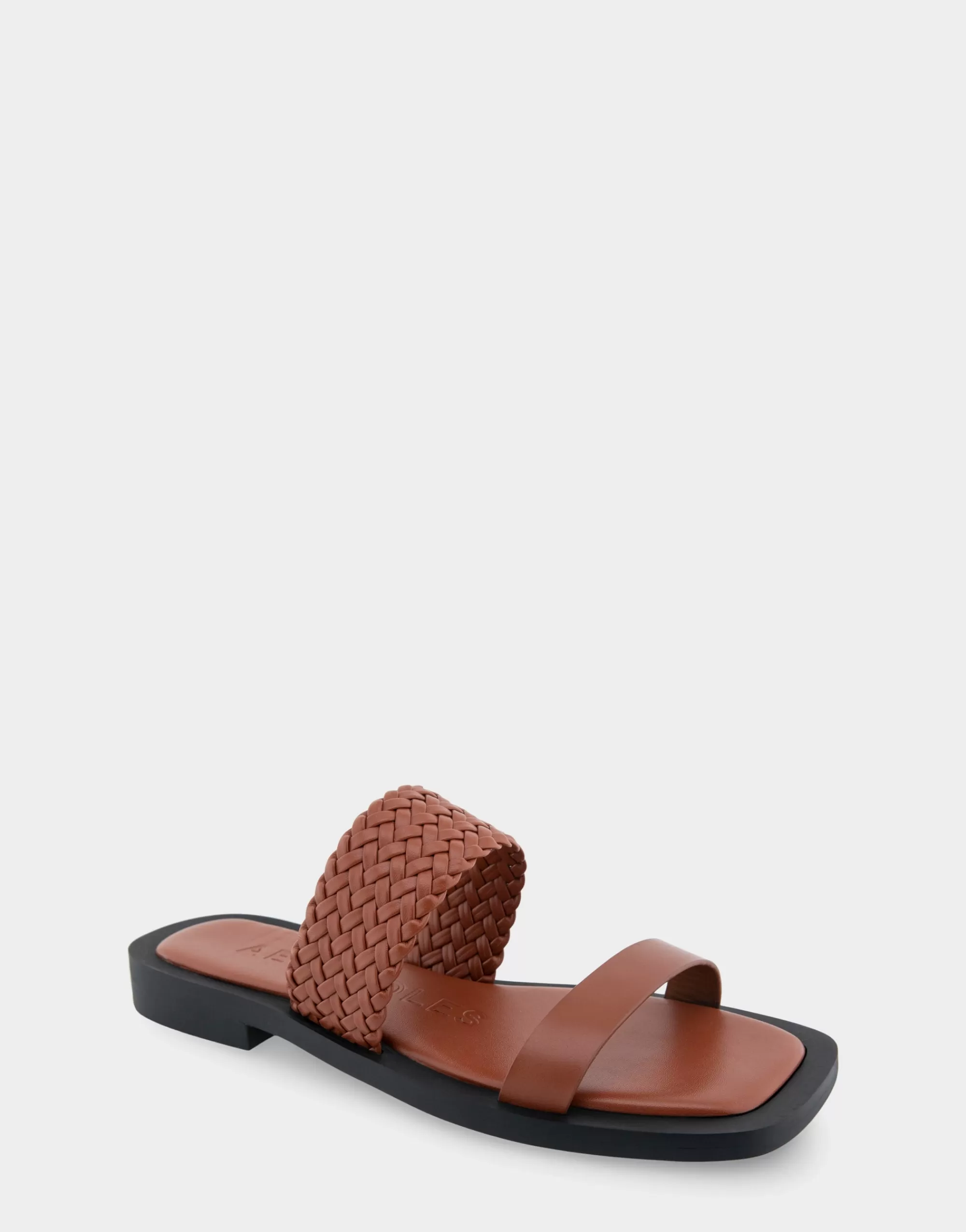 Aerosoles Flats*Comfortable Women's Braided Double Strap Flat Sandal in Gingerbread Faux Leather