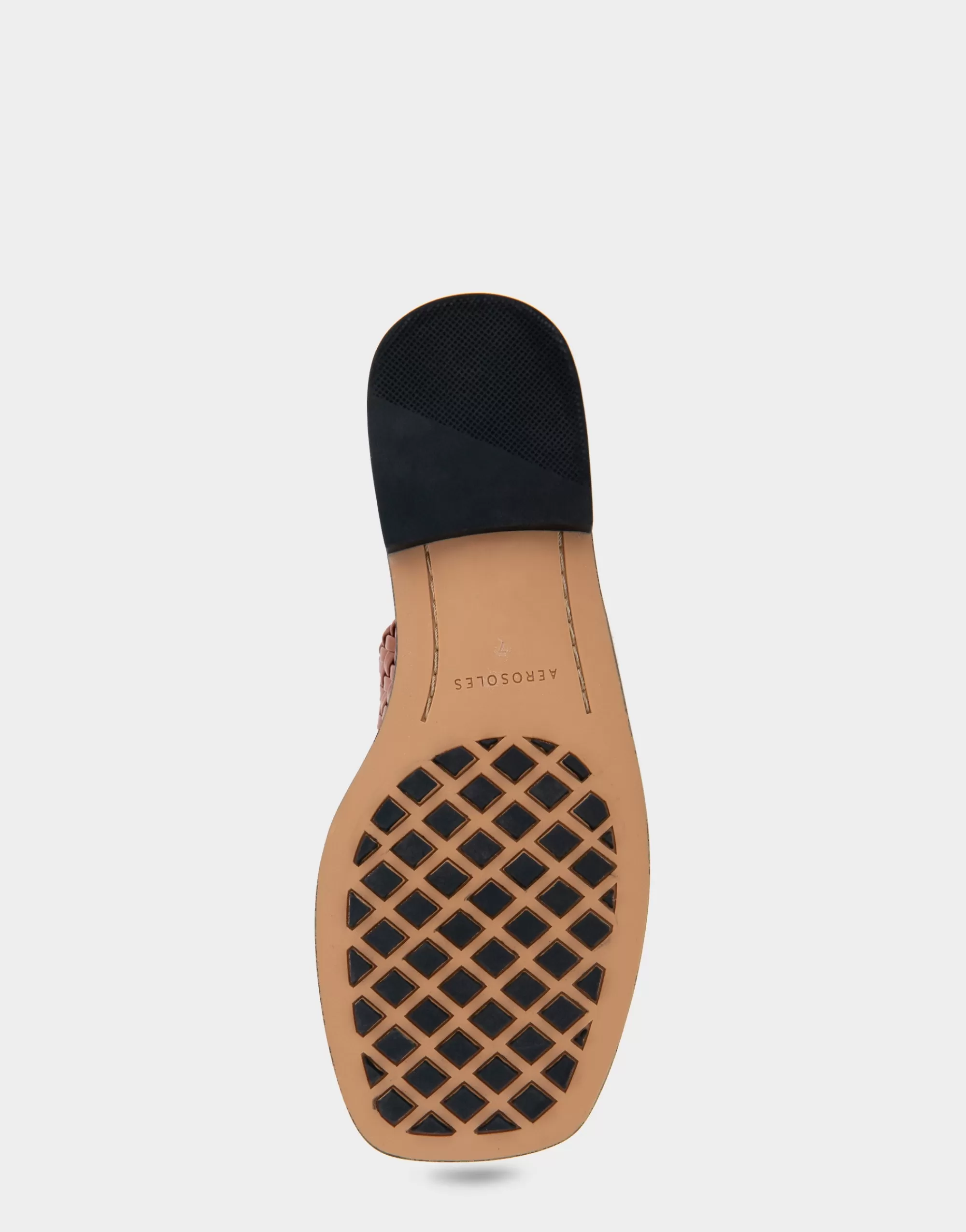 Aerosoles Flats*Comfortable Women's Braided Double Strap Flat Sandal in Gingerbread Faux Leather