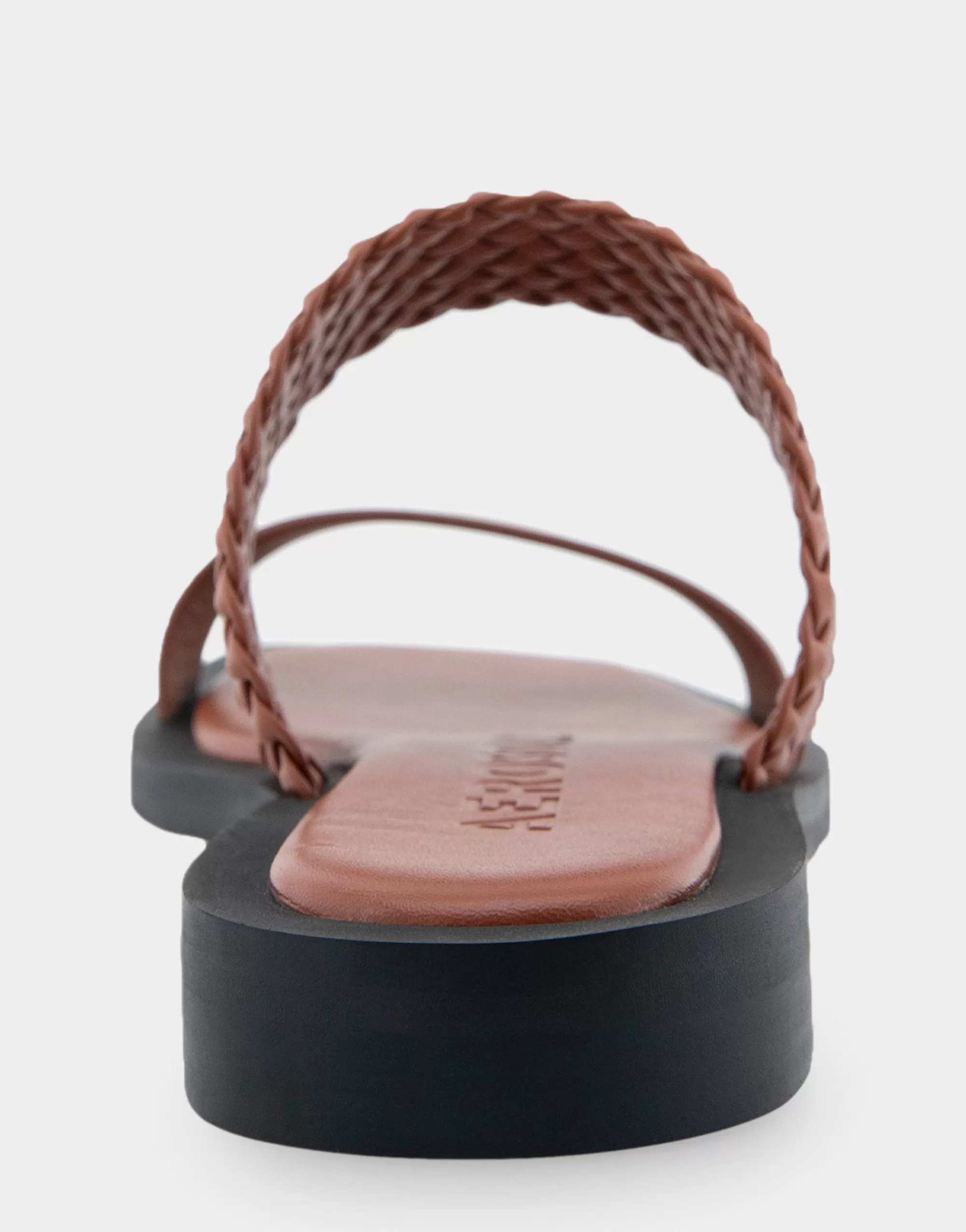 Aerosoles Flats*Comfortable Women's Braided Double Strap Flat Sandal in Gingerbread Faux Leather