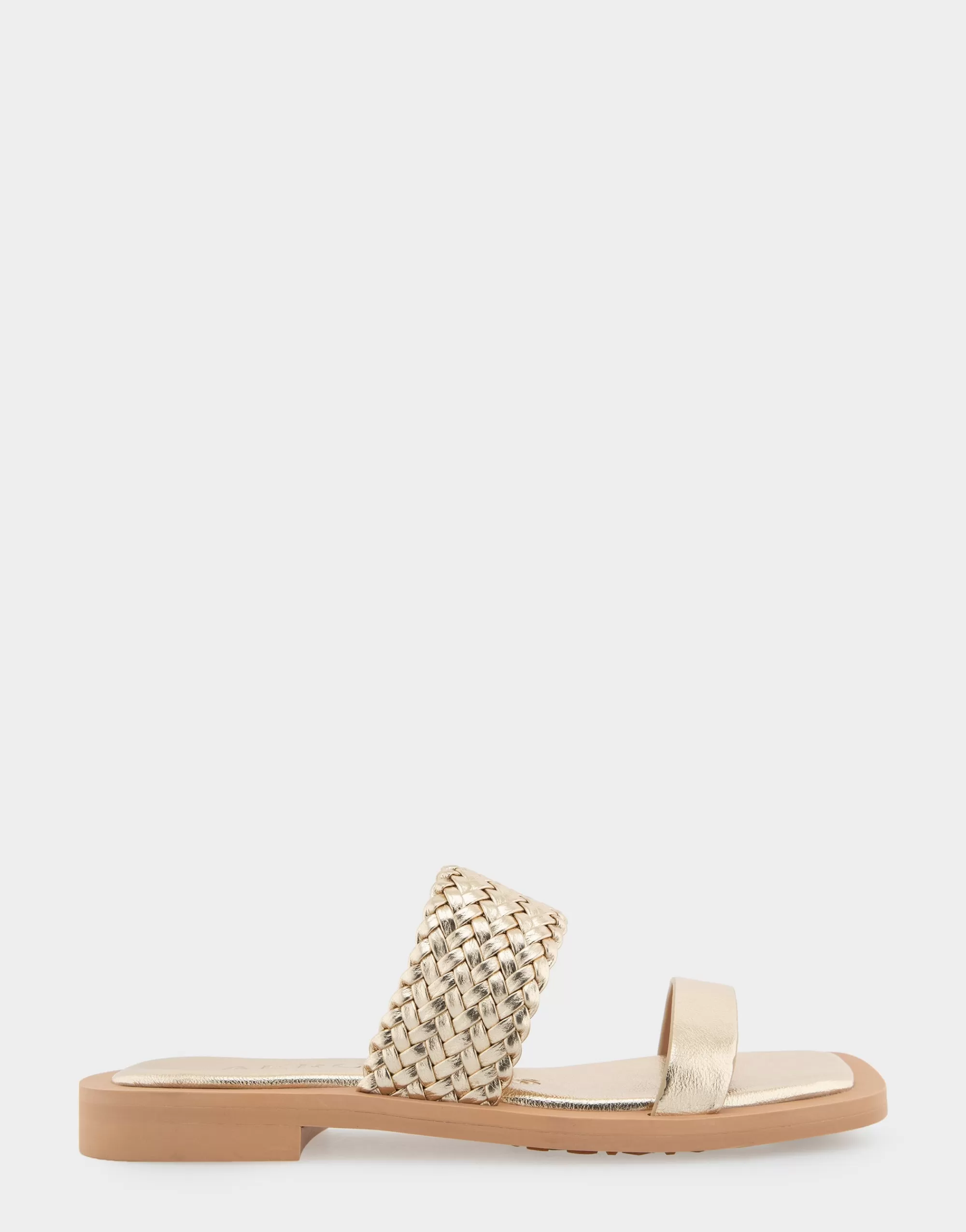 Aerosoles Flats*Comfortable Women's Braided Double Strap Flat Sandal in Soft Gold Faux Leather