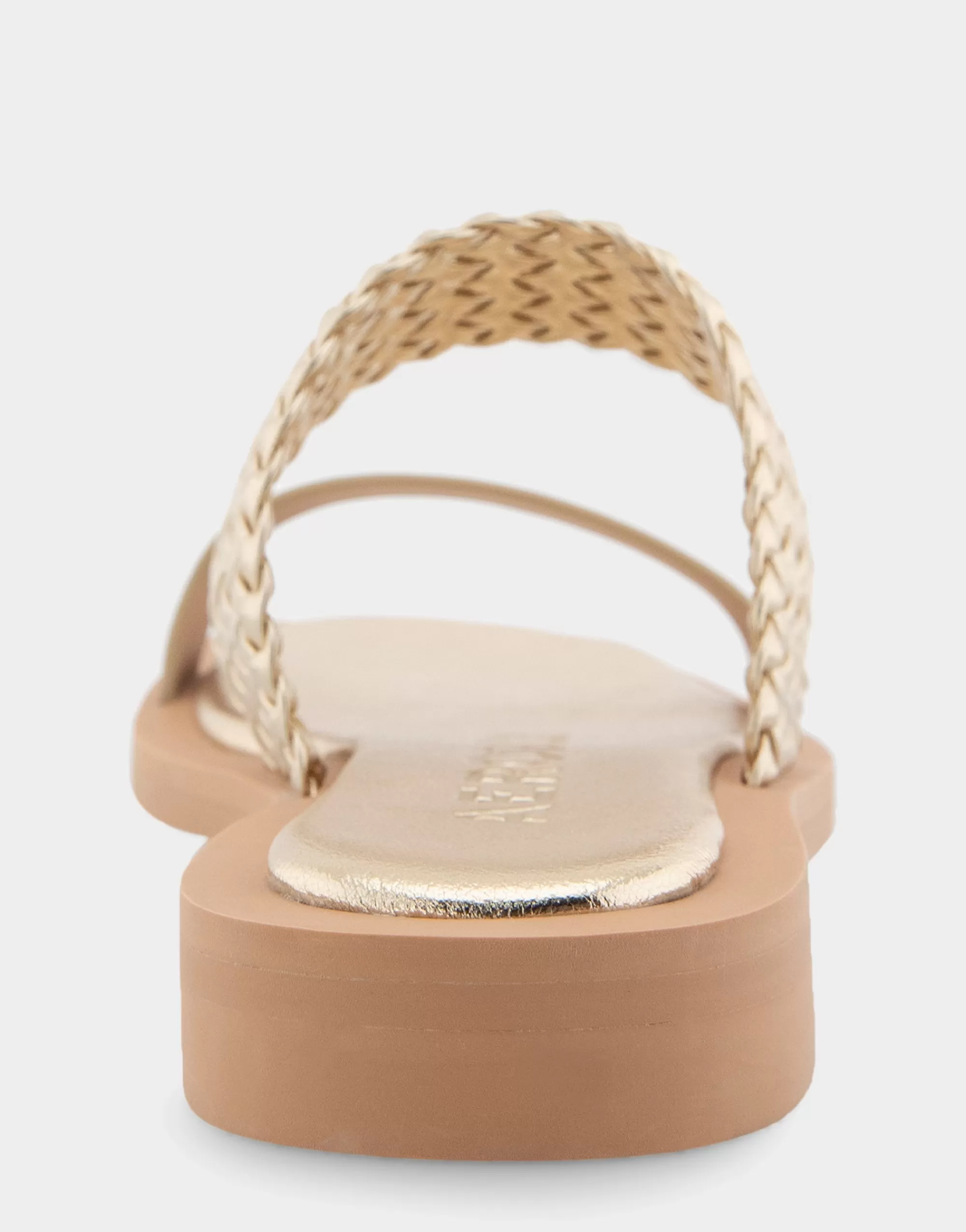 Aerosoles Flats*Comfortable Women's Braided Double Strap Flat Sandal in Soft Gold Faux Leather