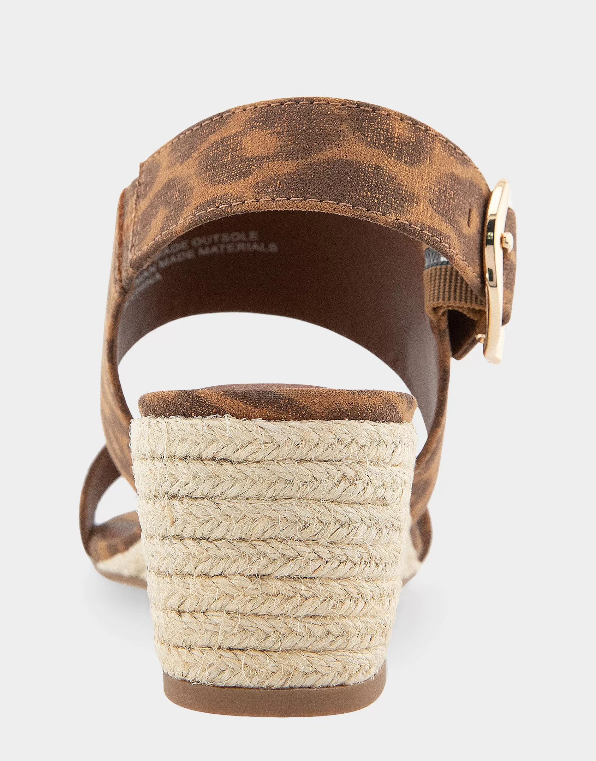 Aerosoles Wide Width Sandals | Dress*Comfortable Women's Buckle Back Mid Wedge Sandal in Leopard Metallic Faux Suede Faux Suede