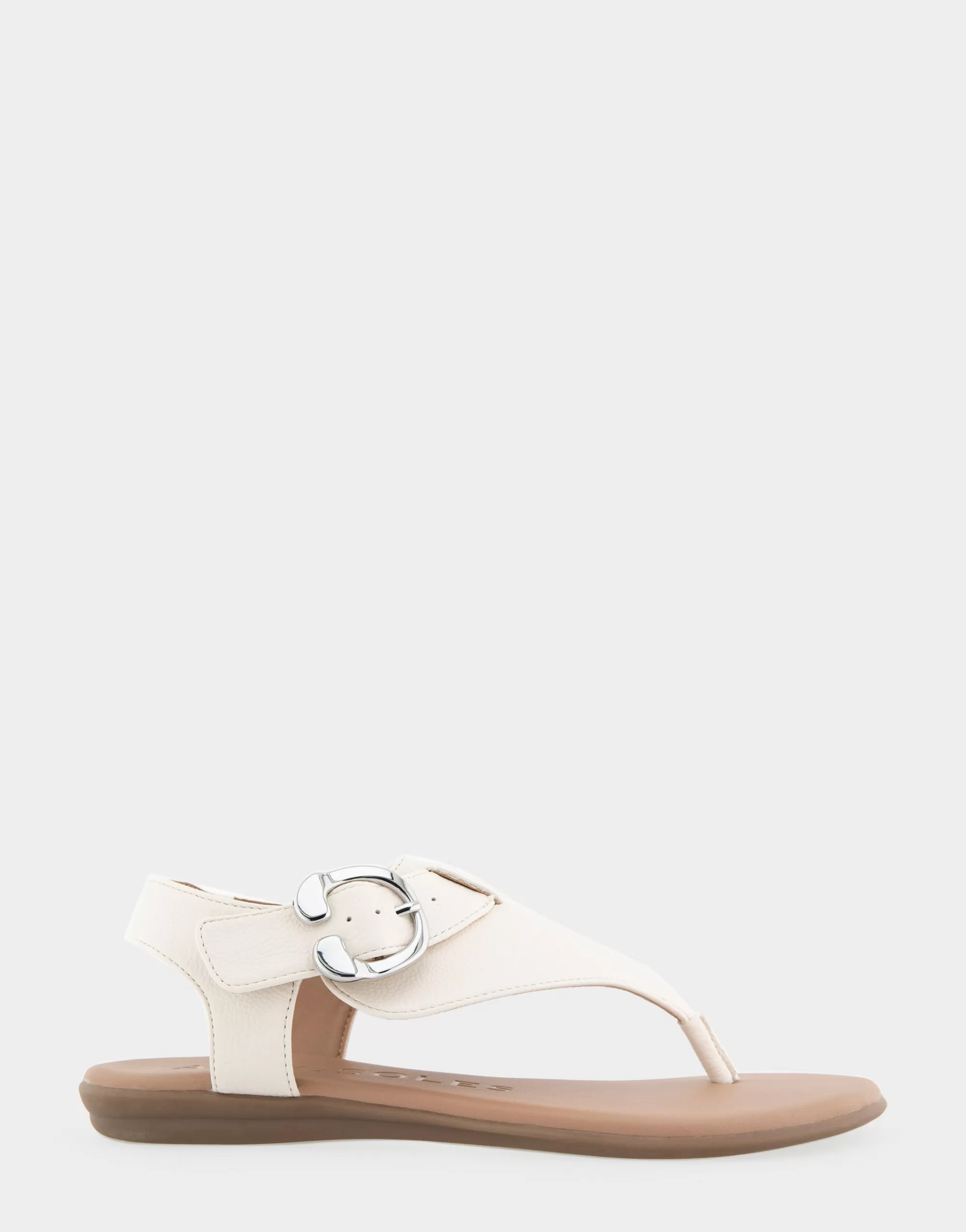 Aerosoles Wide Width Sandals | Flats*Comfortable Women's Buckle Detail Back Strap Thong Sandal in Eggnog Grainy Faux Leather