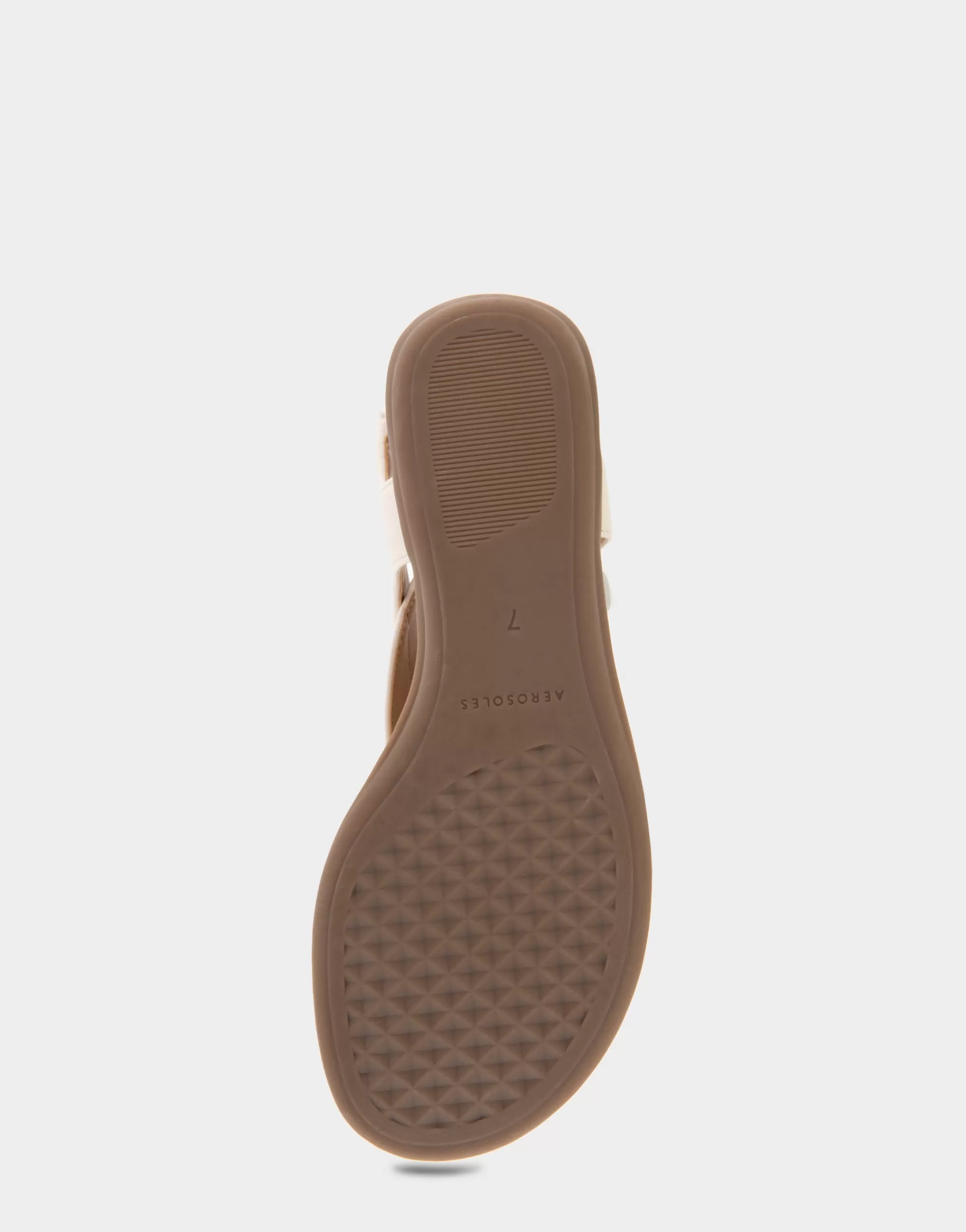 Aerosoles Wide Width Sandals | Flats*Comfortable Women's Buckle Detail Back Strap Thong Sandal in Eggnog Grainy Faux Leather