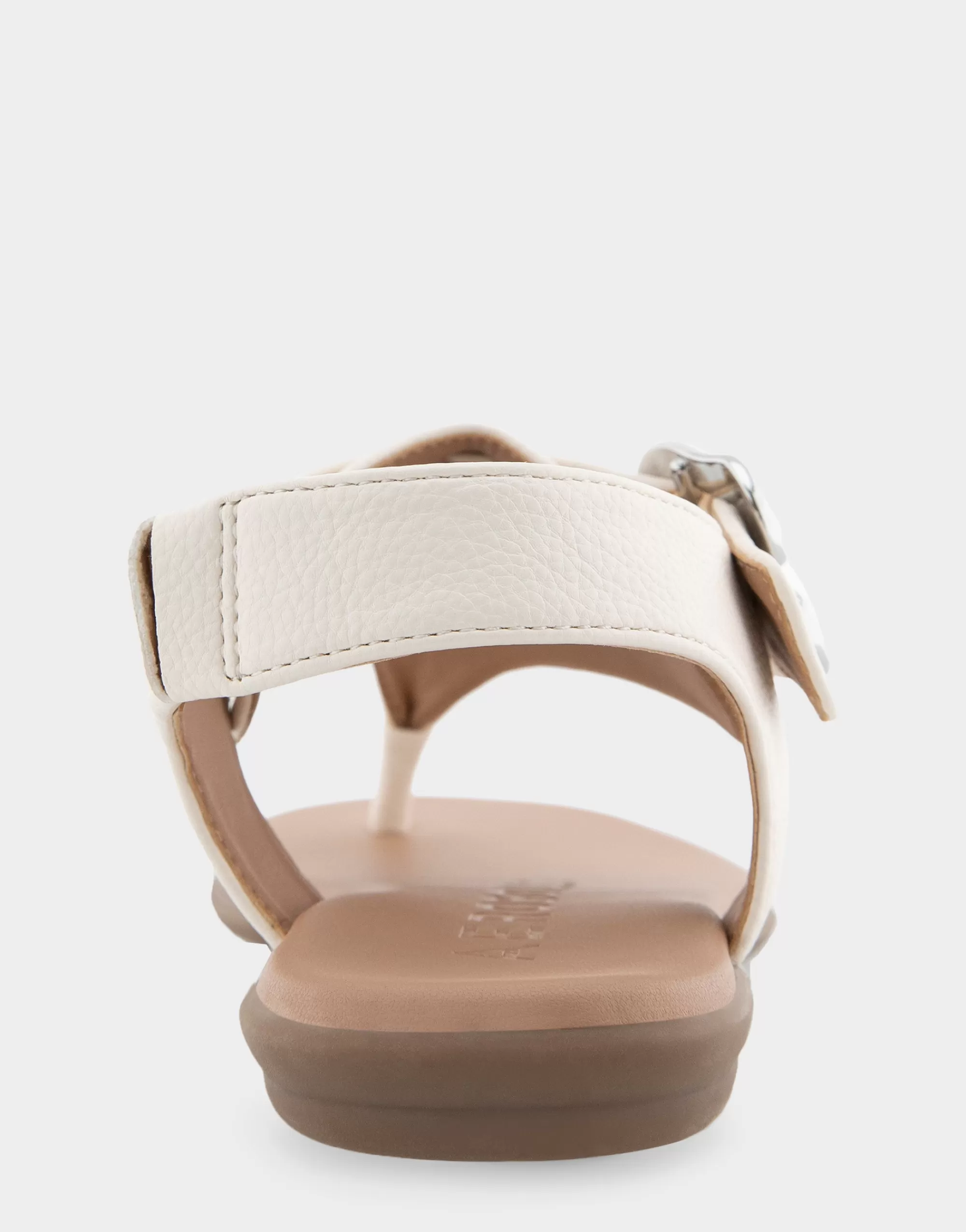 Aerosoles Wide Width Sandals | Flats*Comfortable Women's Buckle Detail Back Strap Thong Sandal in Eggnog Grainy Faux Leather