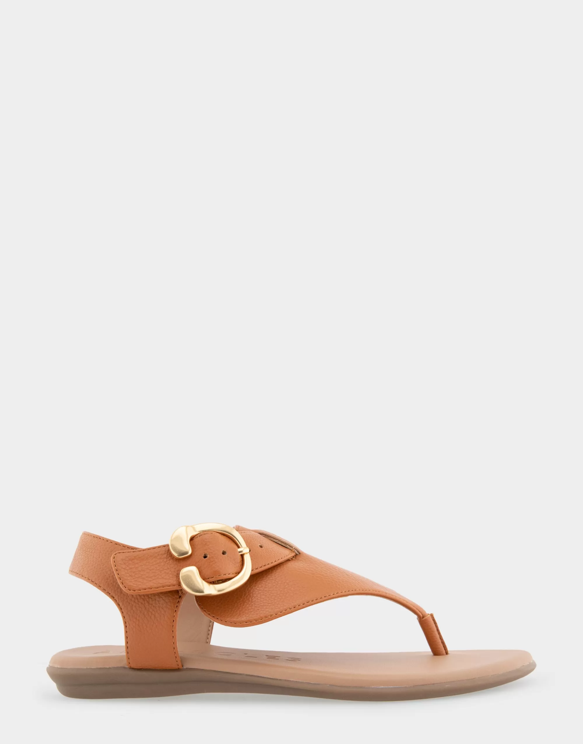 Aerosoles Wide Width Sandals | Flats*Comfortable Women's Buckle Detail Back Strap Thong Sandal in Tan Grainy Faux Leather