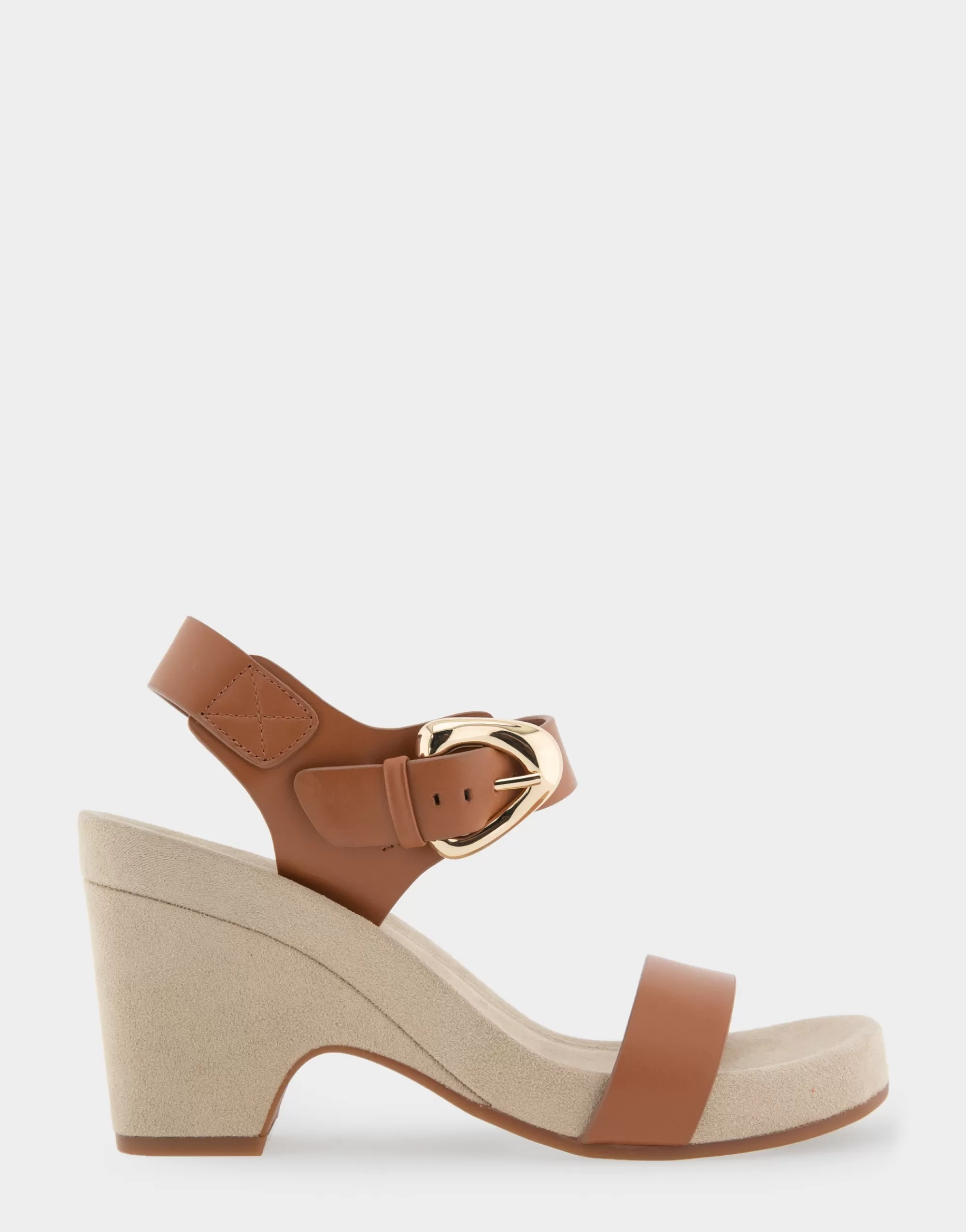 Aerosoles Dress | Wedges*Comfortable Women's Buckled Footbed Wedge Sandal in Tan Leather
