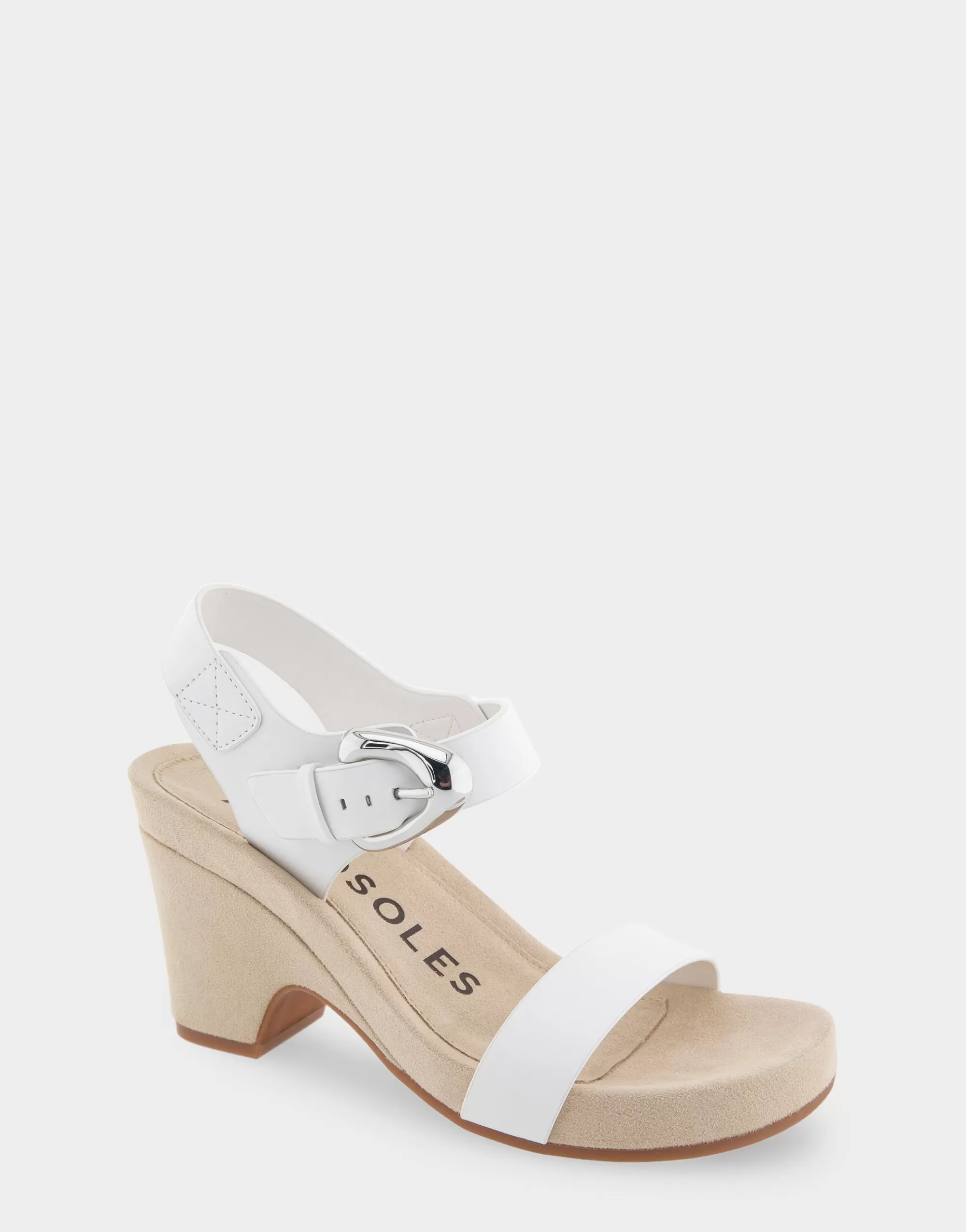 Aerosoles Dress | Wedges*Comfortable Women's Buckled Footbed Wedge Sandal in White Leather