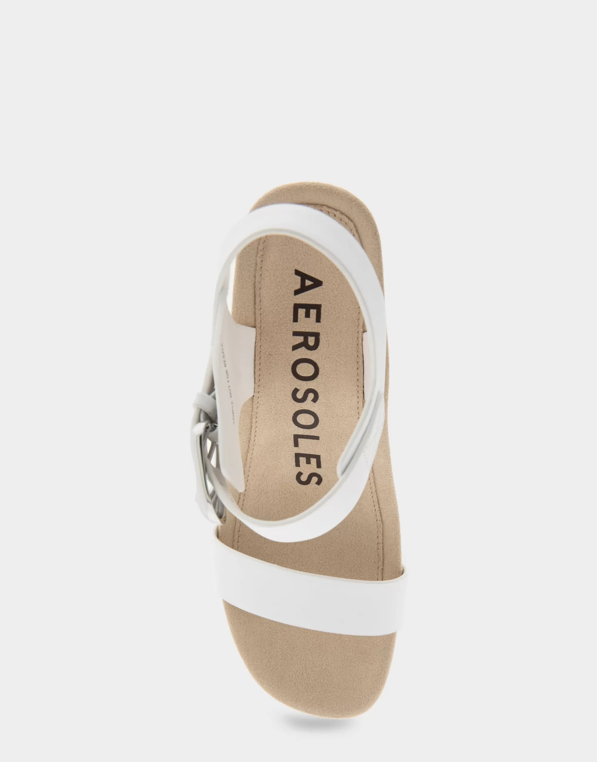 Aerosoles Dress | Wedges*Comfortable Women's Buckled Footbed Wedge Sandal in White Leather